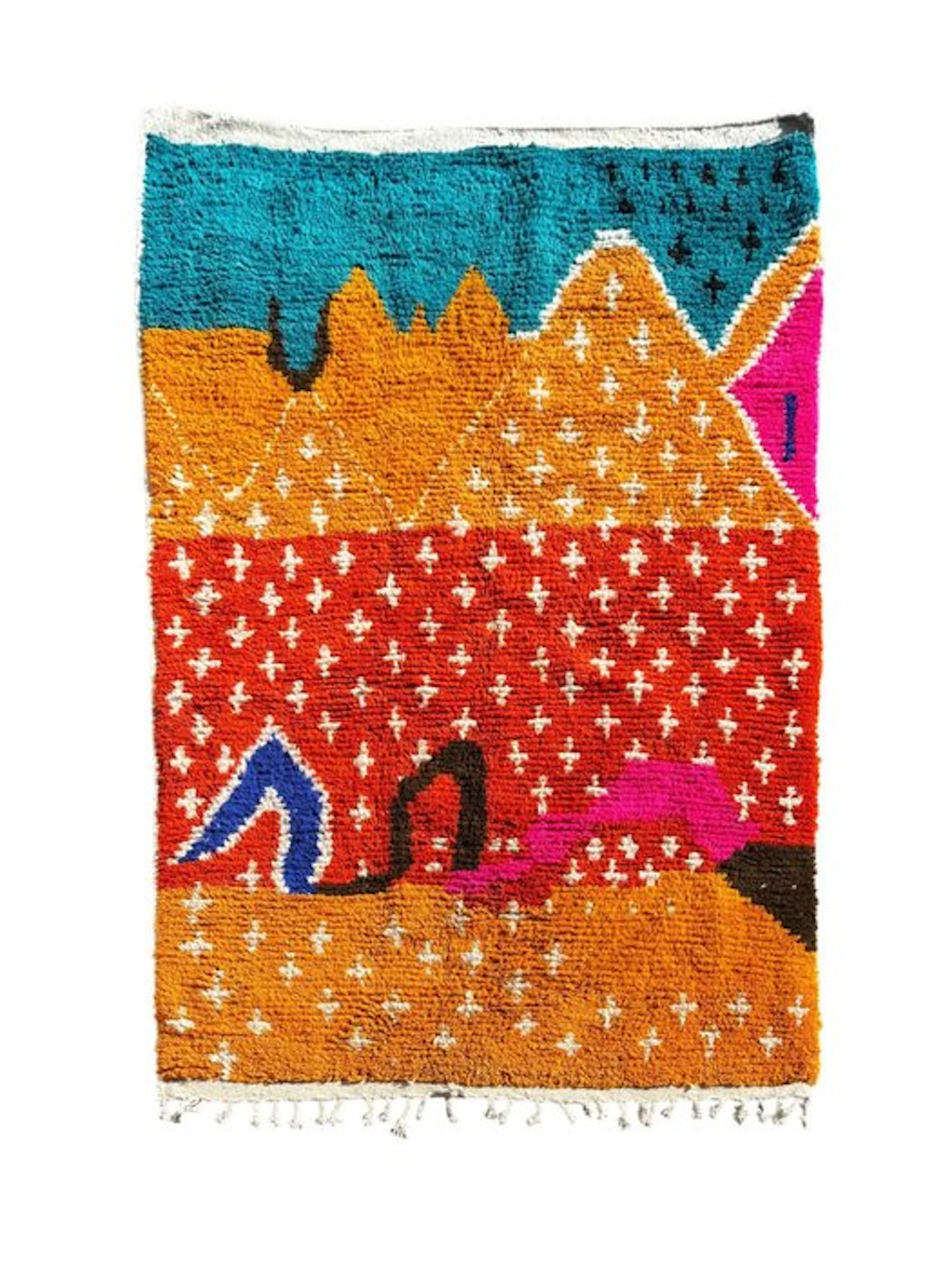 Orange Moroccan Boujad Rug Wool Carpet – Rug for Modern...