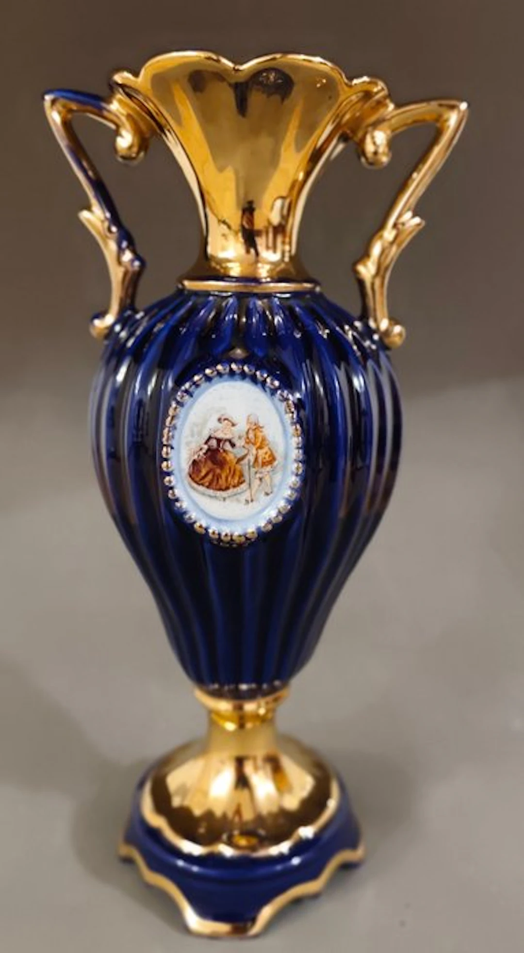 Ceramica Le Torri - Ceramica Le Torri - Jarrón de ikebana - Fragonard - Porcelana de ceniza de hueso - Jarrón con esmalte azul c