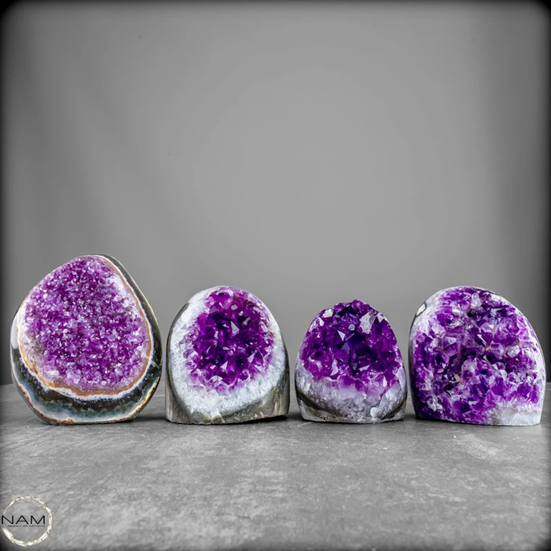 Exclusive amethyst druzy set with a highly crystalline...