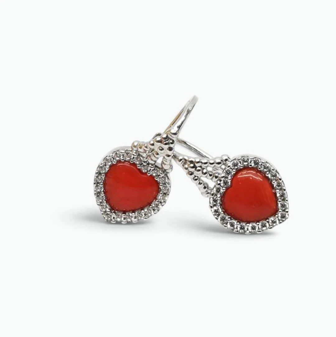 Coral - Silver - Earrings - Italian craftsmanship