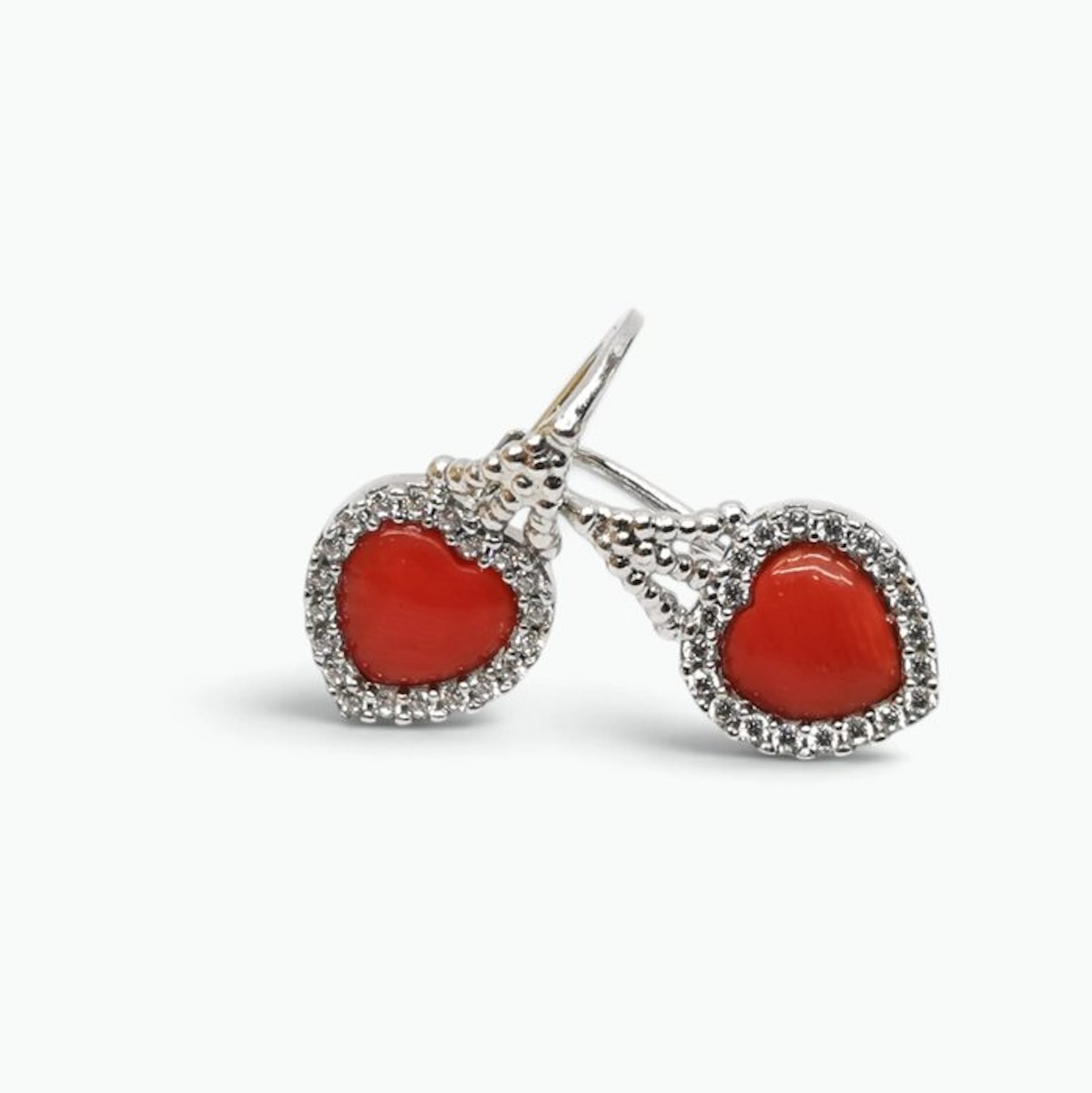 Coral - Silver - Earrings - Italian craftsmanship