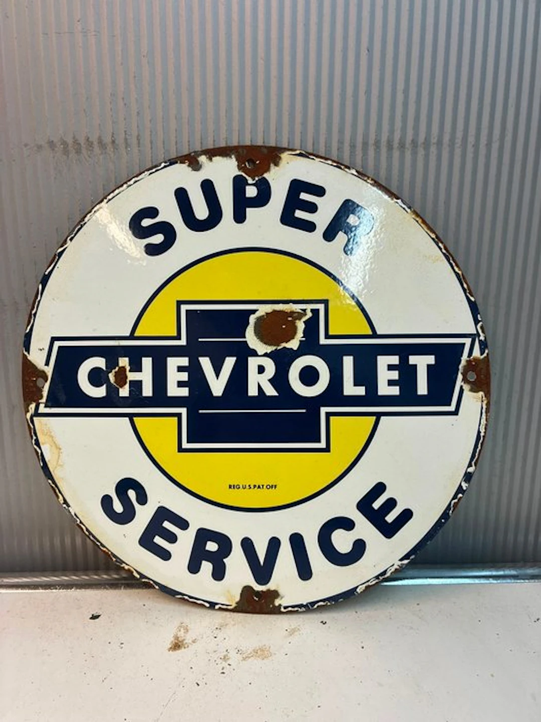 Rond Super Chevrolet Service emaille reclamebord - Enamel sign - Enamel