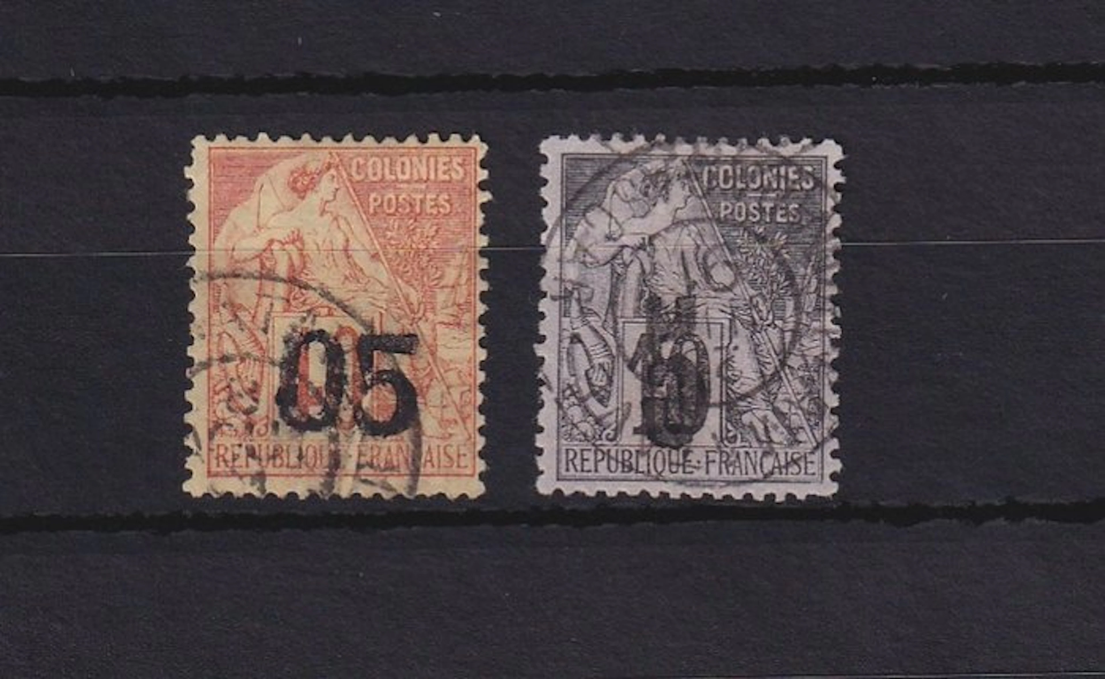 Madagascar 1891 - superbe sélection de timbres - Yvert n°4 et 6