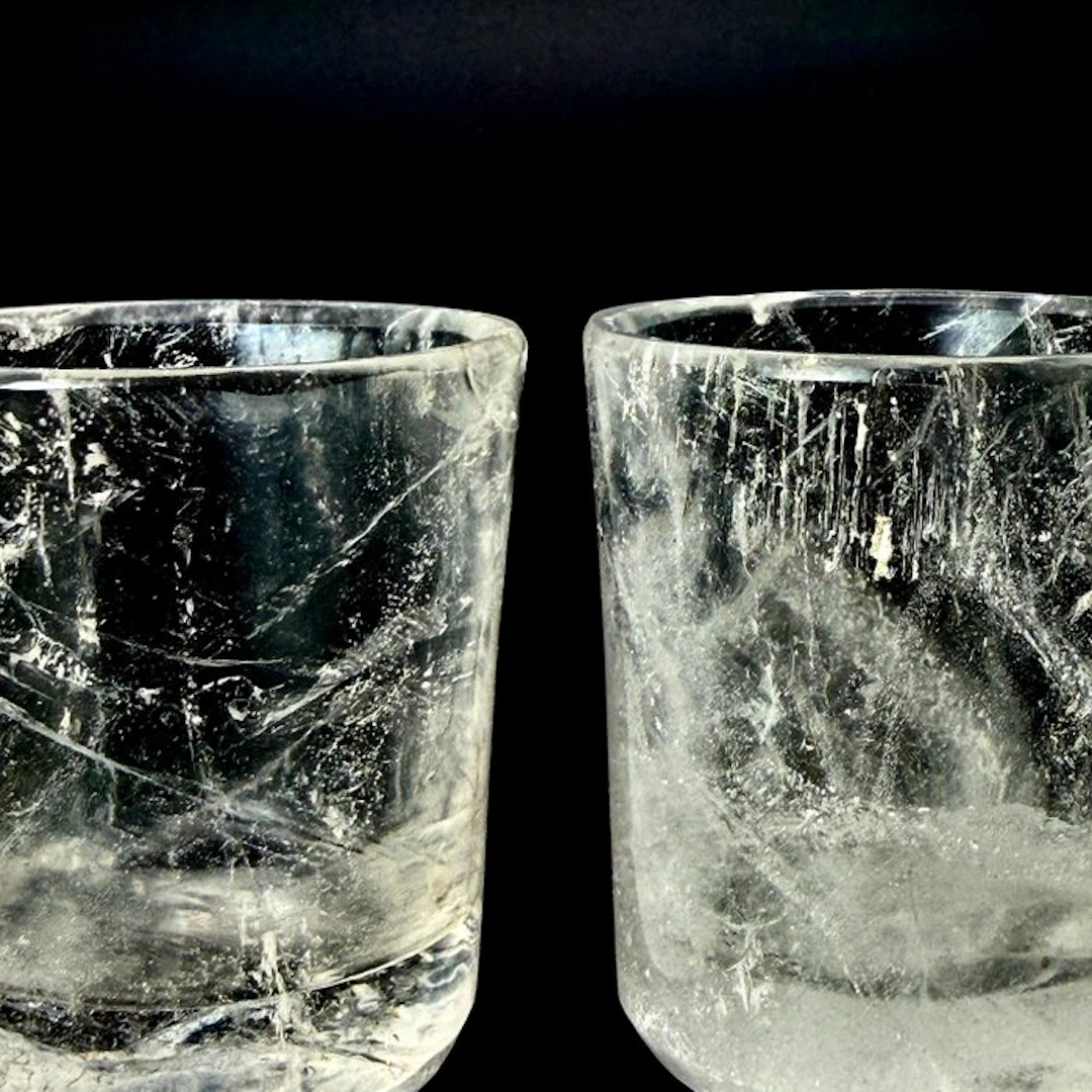 2 Natural Quartz Shot Glasses – Mineral Elegance Bowl...