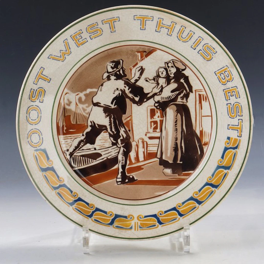 Royal Bonn • Franz Anton Mehlem - Wall plate - Vissers Thema 'Oost