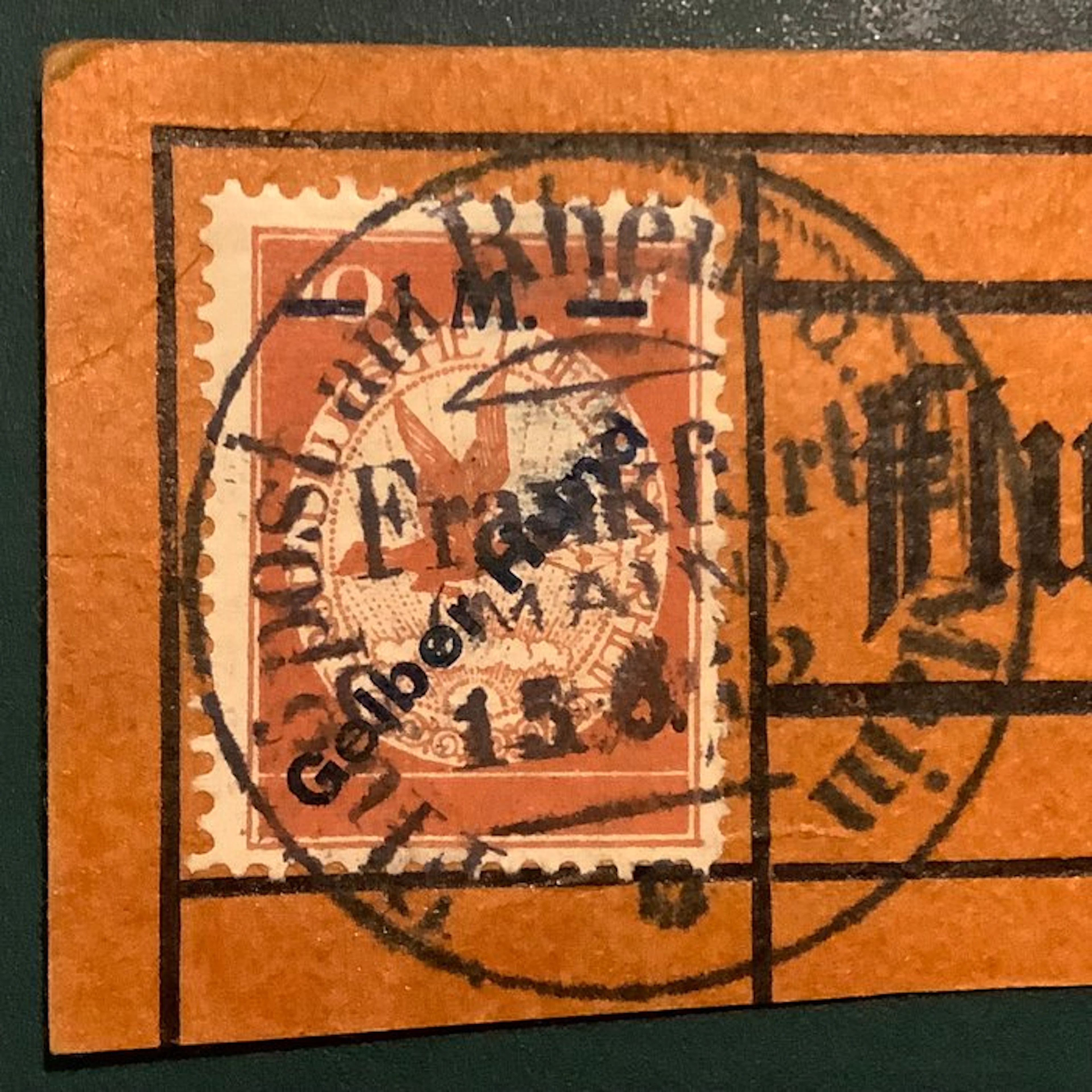 German Empire 1912 - Yellow dog on fragment - Michel IV