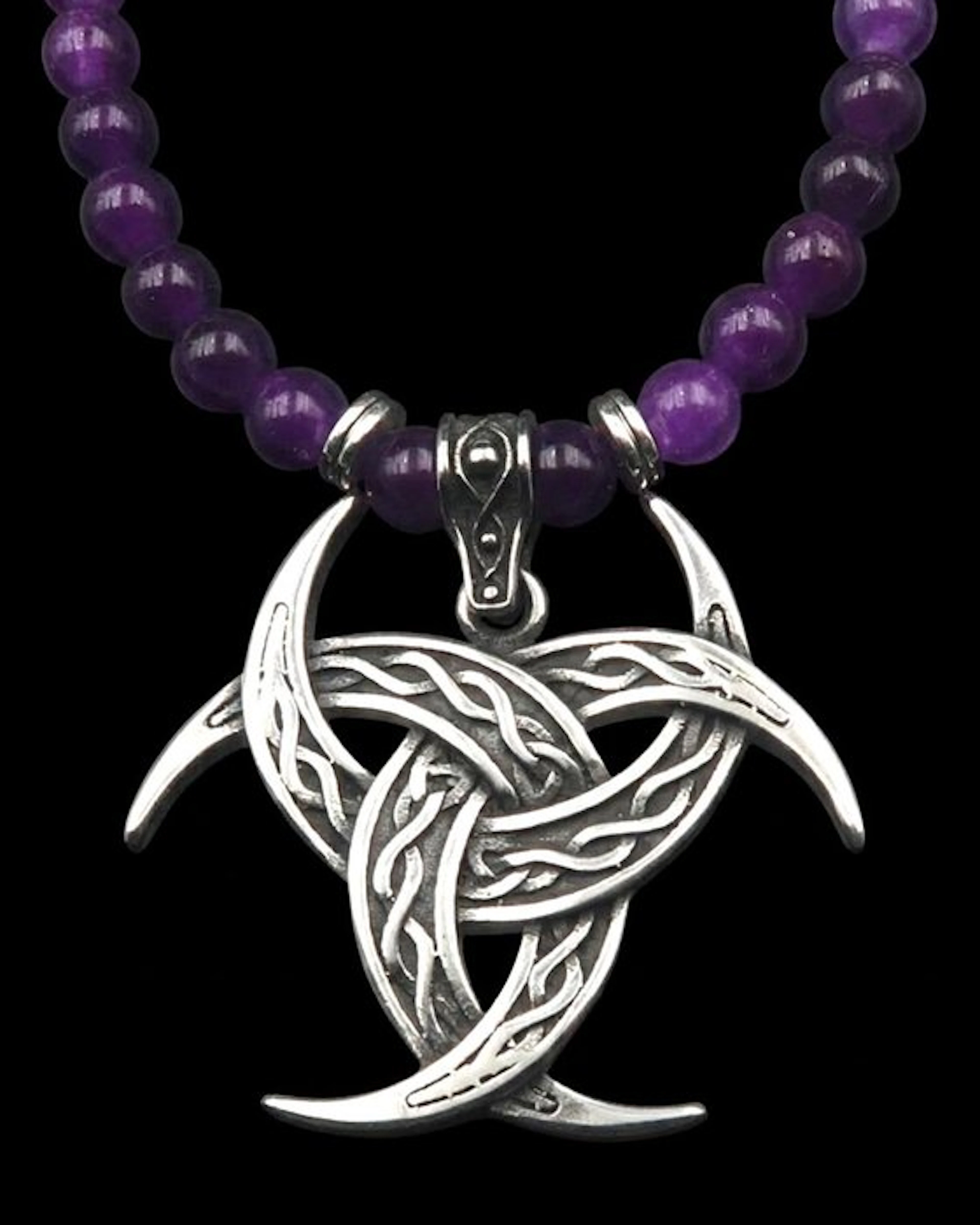 Amethyst - Viking Necklace - Triple Horn of Odin - Gift...
