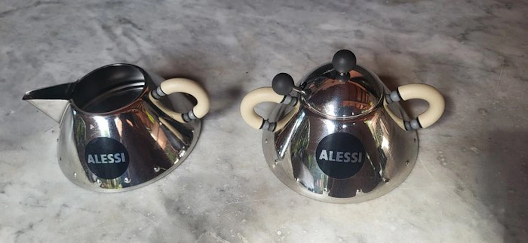 Alessi - Michael Graves - Sugar and cream set (3) - Steel, Plastic