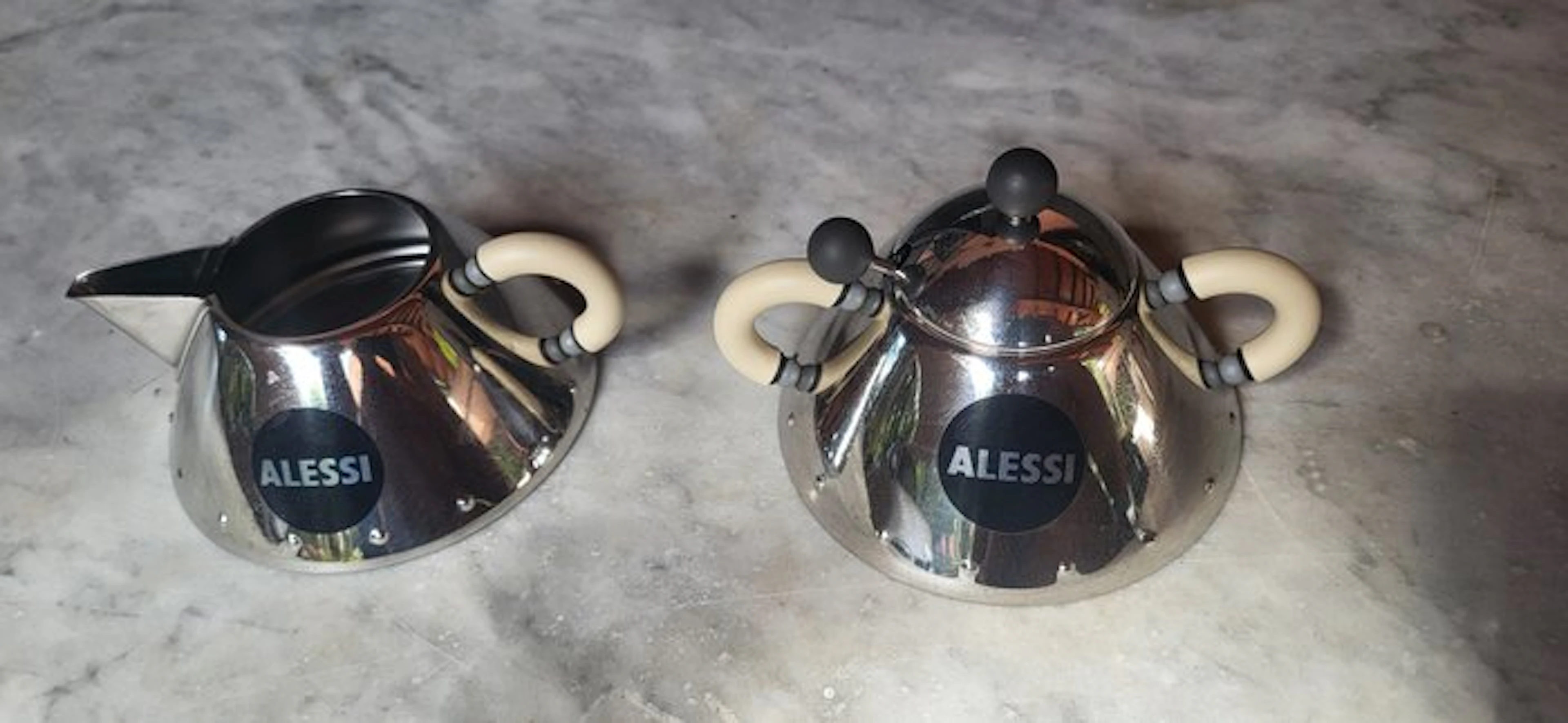 Alessi - Michael Graves - Sugar and cream set (3) - Steel, Plastic
