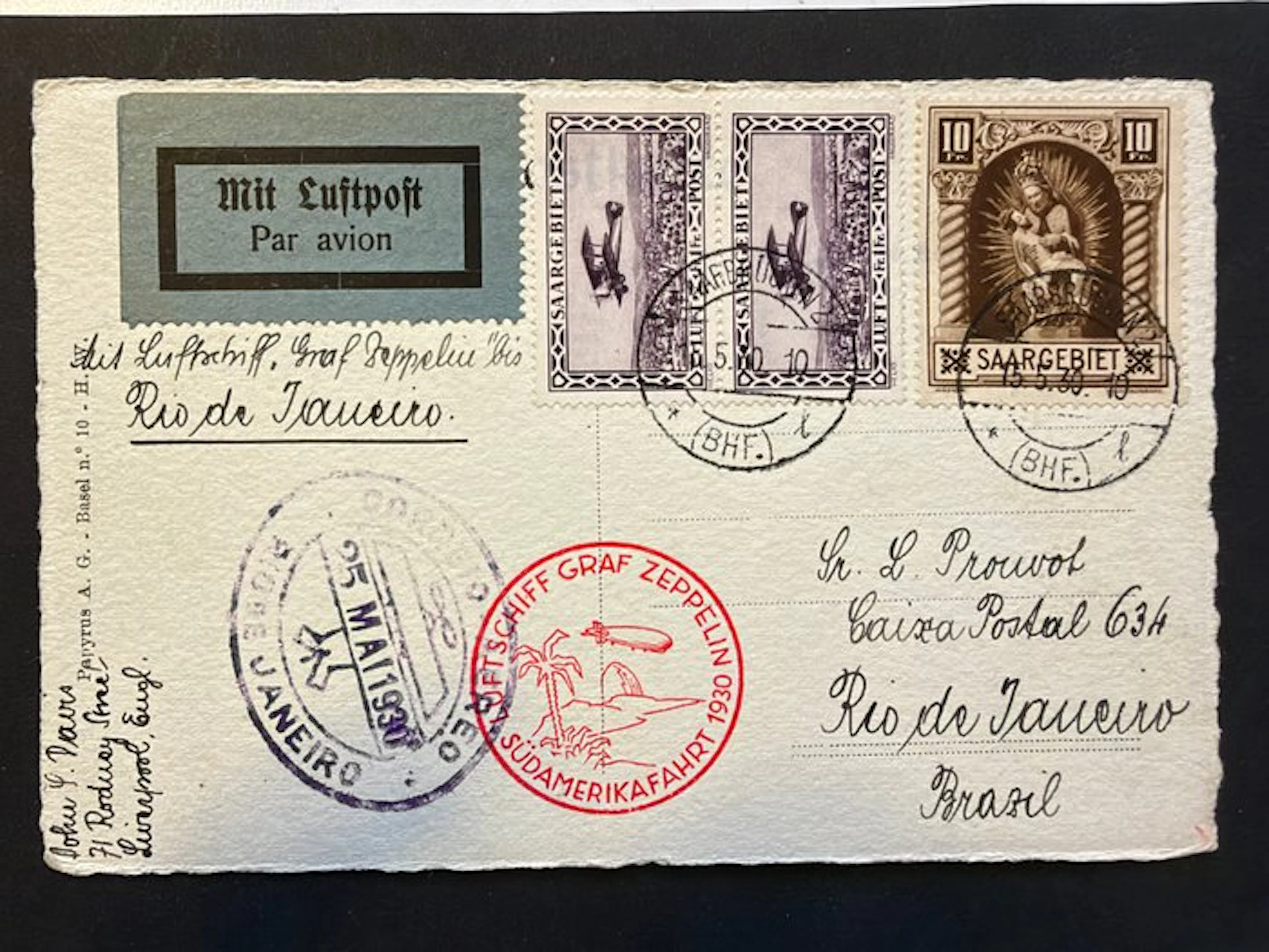 Territory of the Saar Basin 1930 - Graf Zeppelin LZ127...