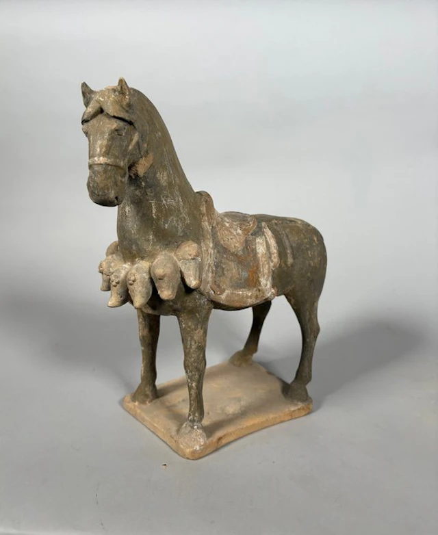 Ancient Chinese, Tang Dynasty Terracotta Mingqi horse - 32 cm
