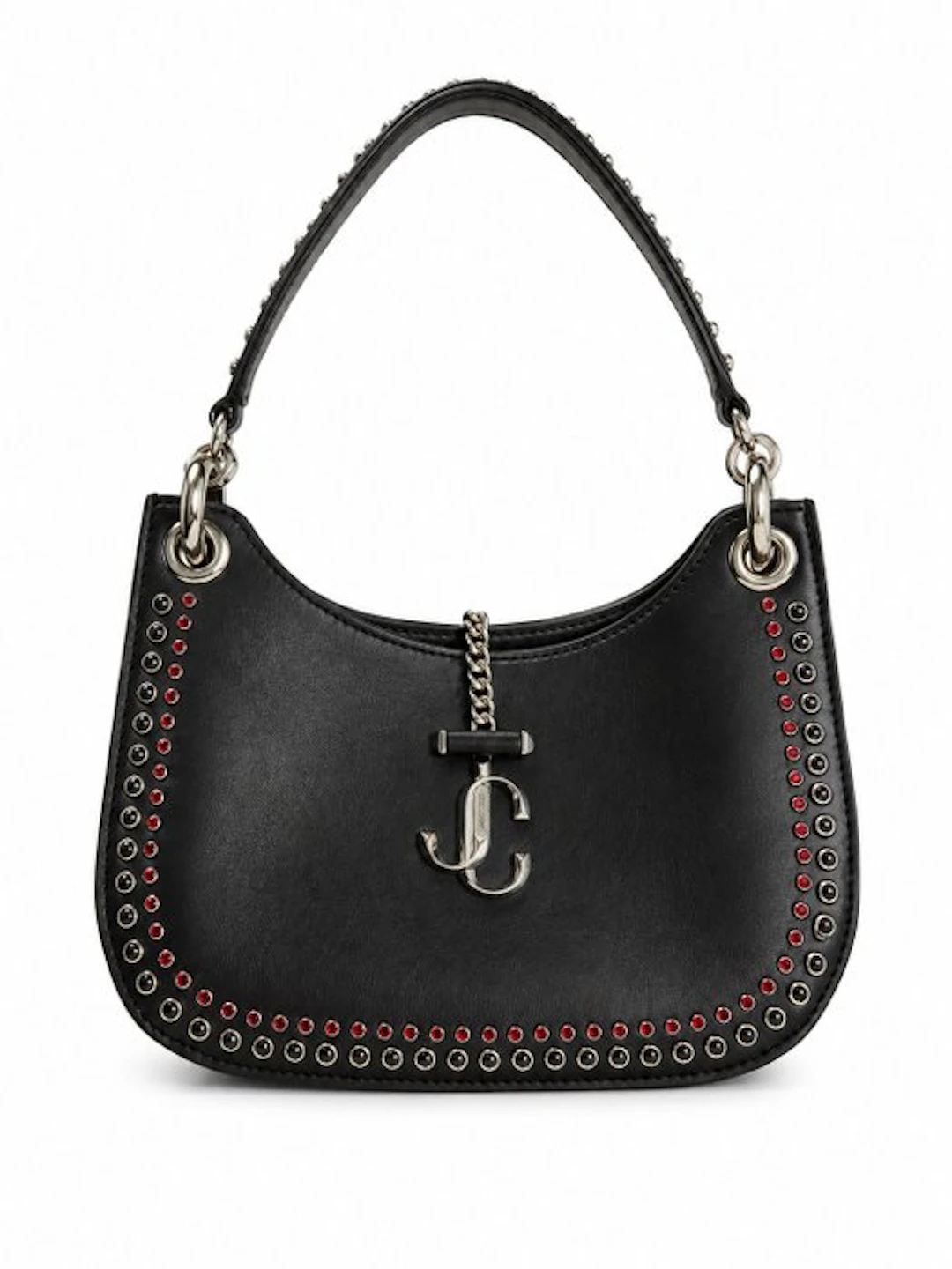 Jimmy Choo - VARENNE HOBO S – BLACK & RED STUDDED LEATHER - Handbag