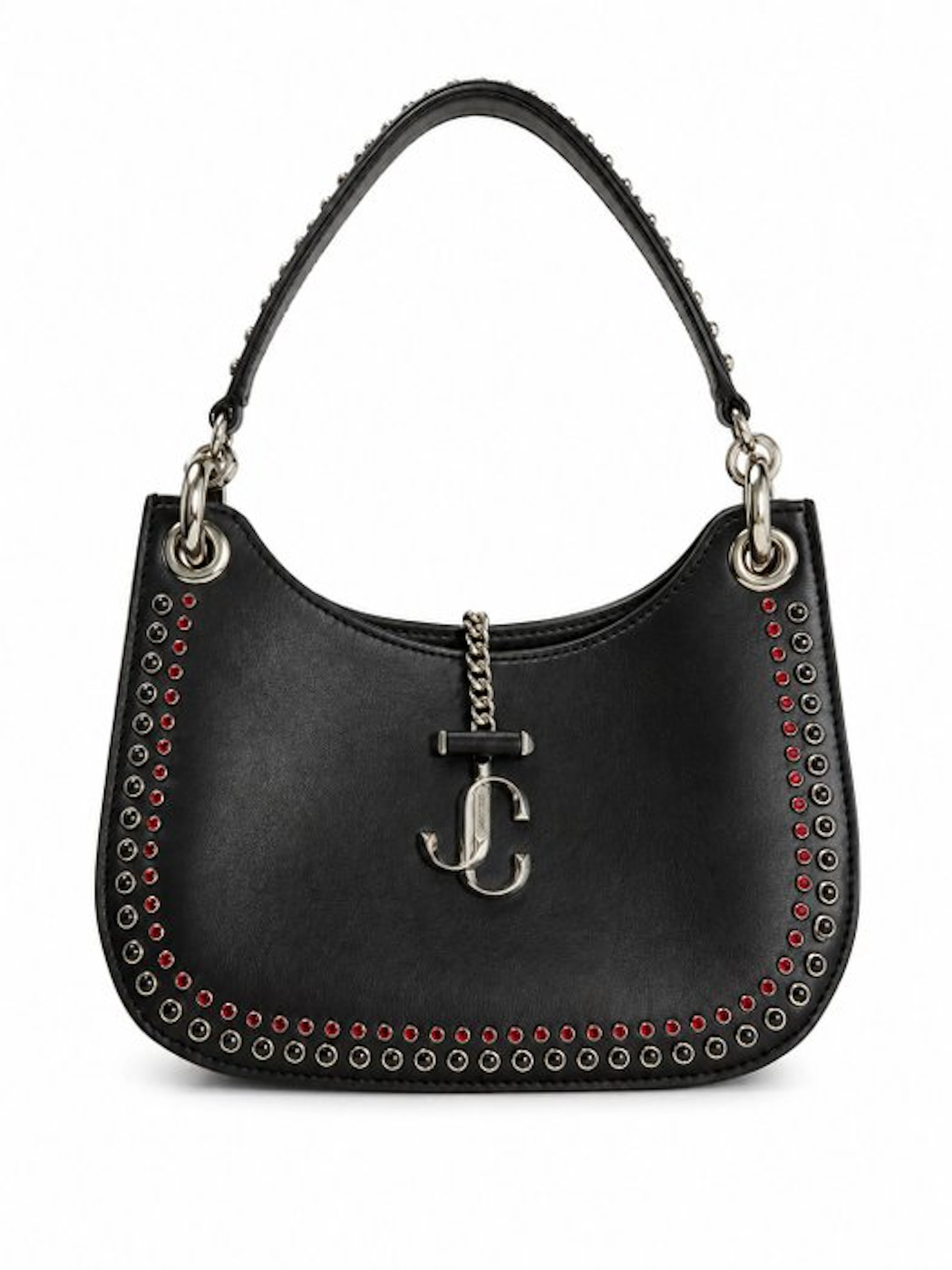 Jimmy Choo - VARENNE HOBO S – BLACK & RED STUDDED LEATHER - Handbag