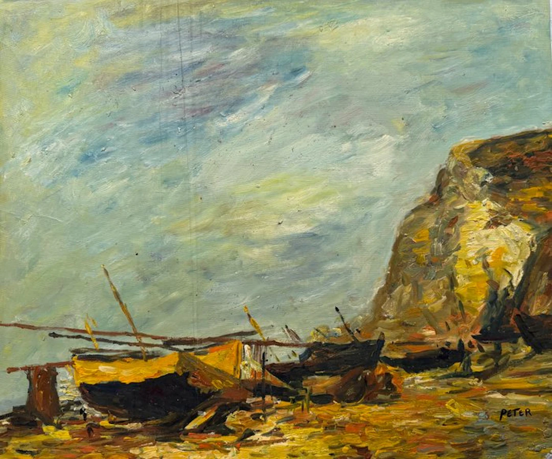 Peter ( XX ) - Barques échouées au pied de la falaise
