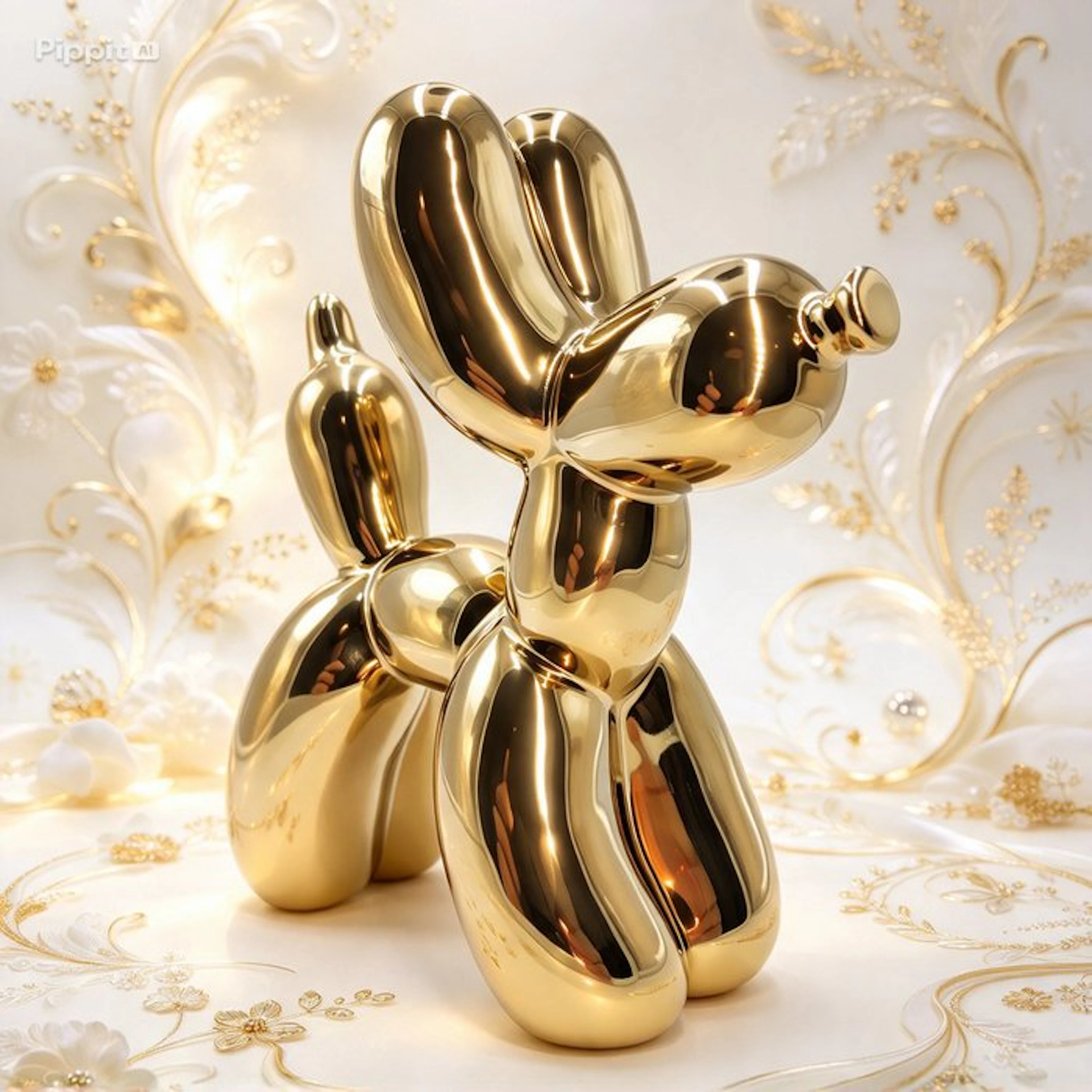Figurine - Scultura Balloon Dog in Resina Dorata a Specchio - Resin