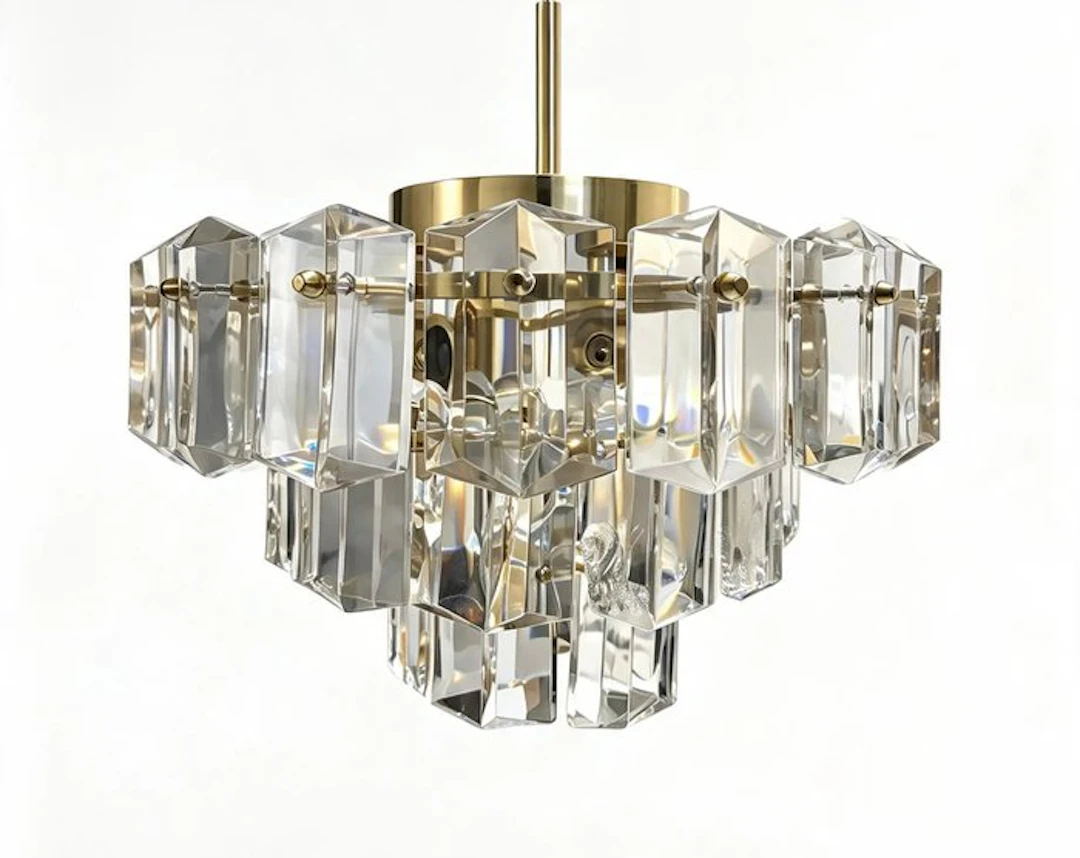 Hanging lamp - Crystal - Vintage three-level lamp.
