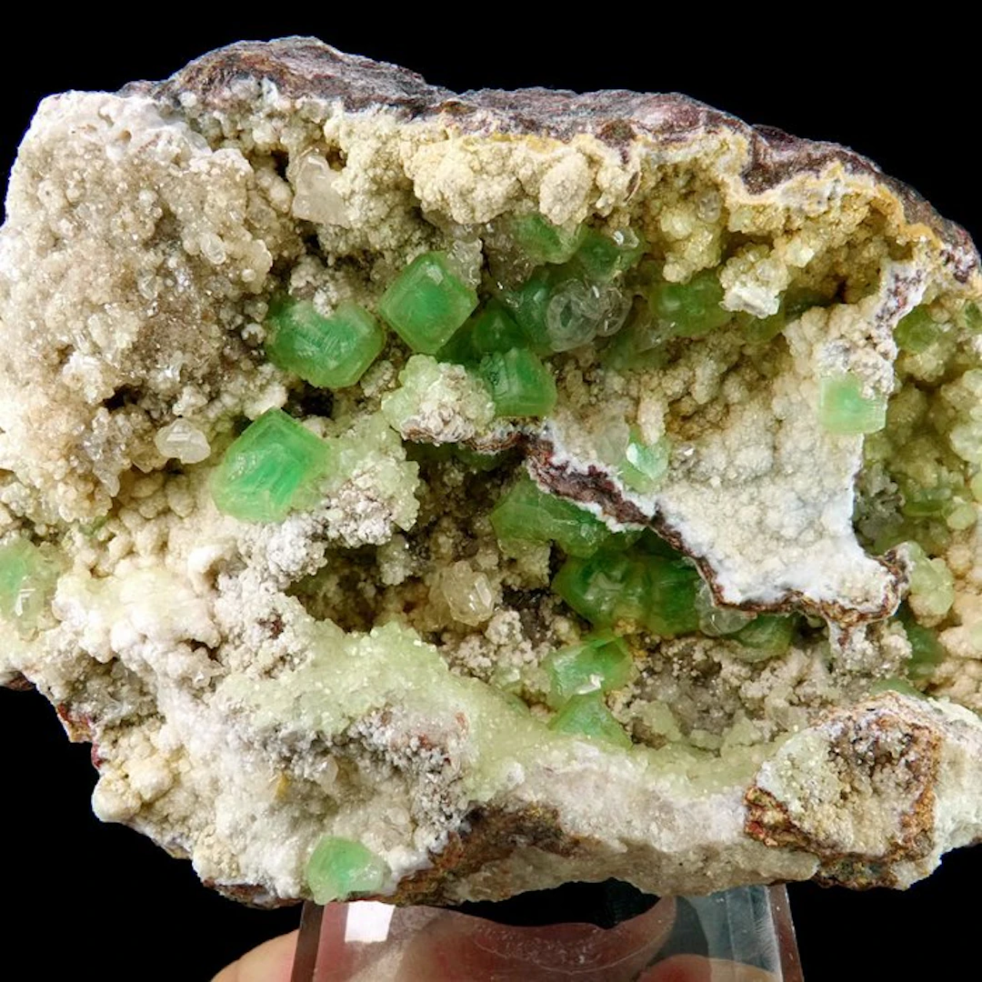 Green Smithsonite with Cerussite on Dolomite - Tsumeb mine