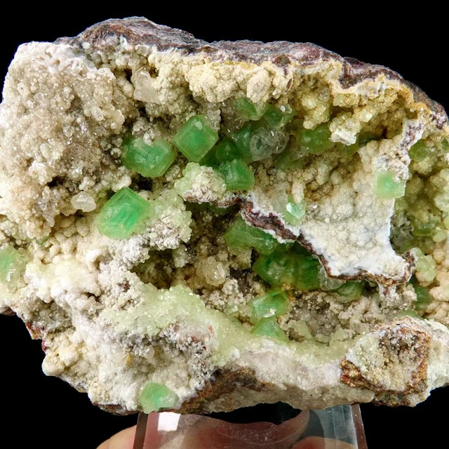 Green Smithsonite with Cerussite on Dolomite - Tsumeb mine