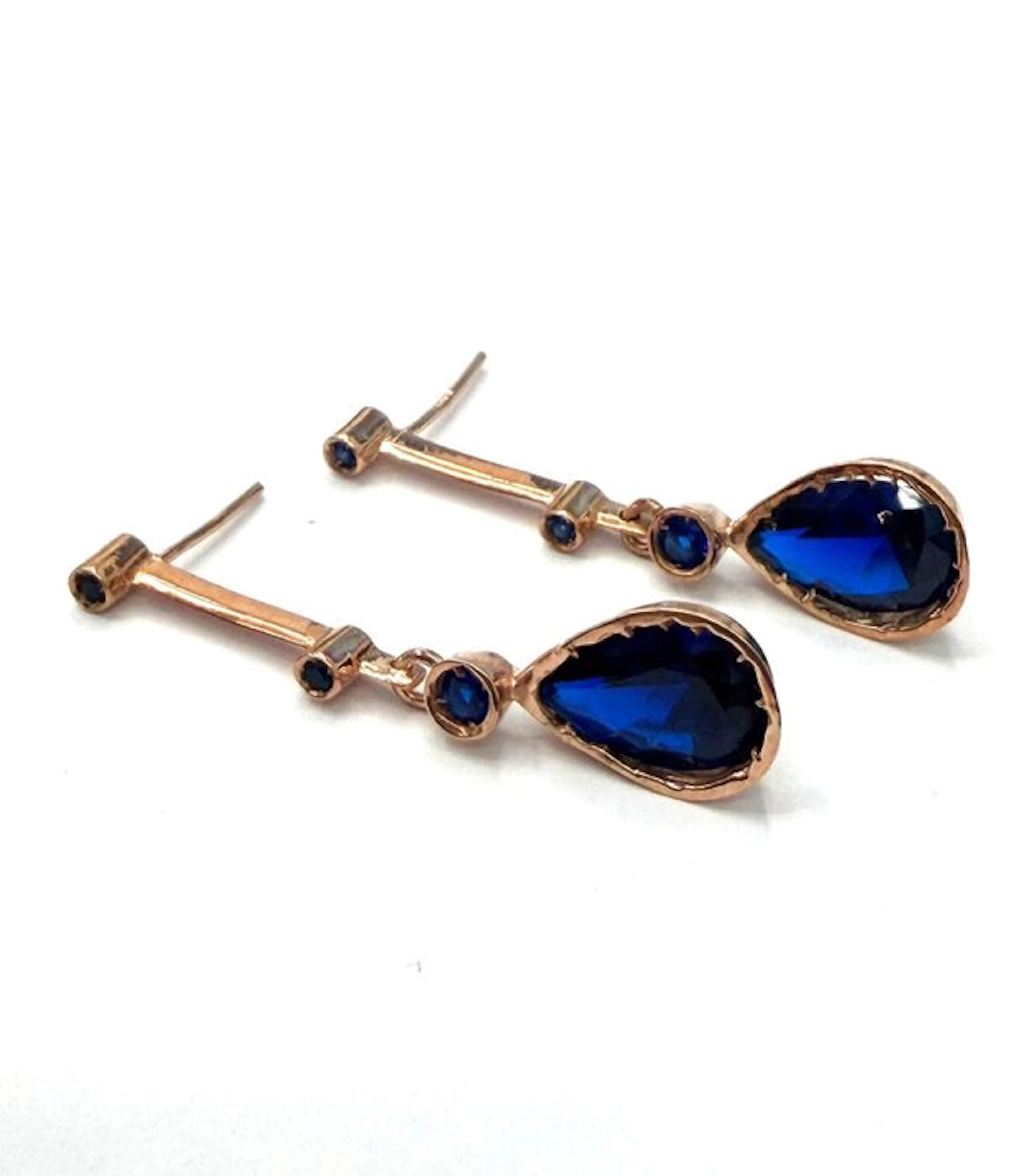 No reserve price - Earrings - 9 kt. Rose gold, Silver Spinel - Diamond