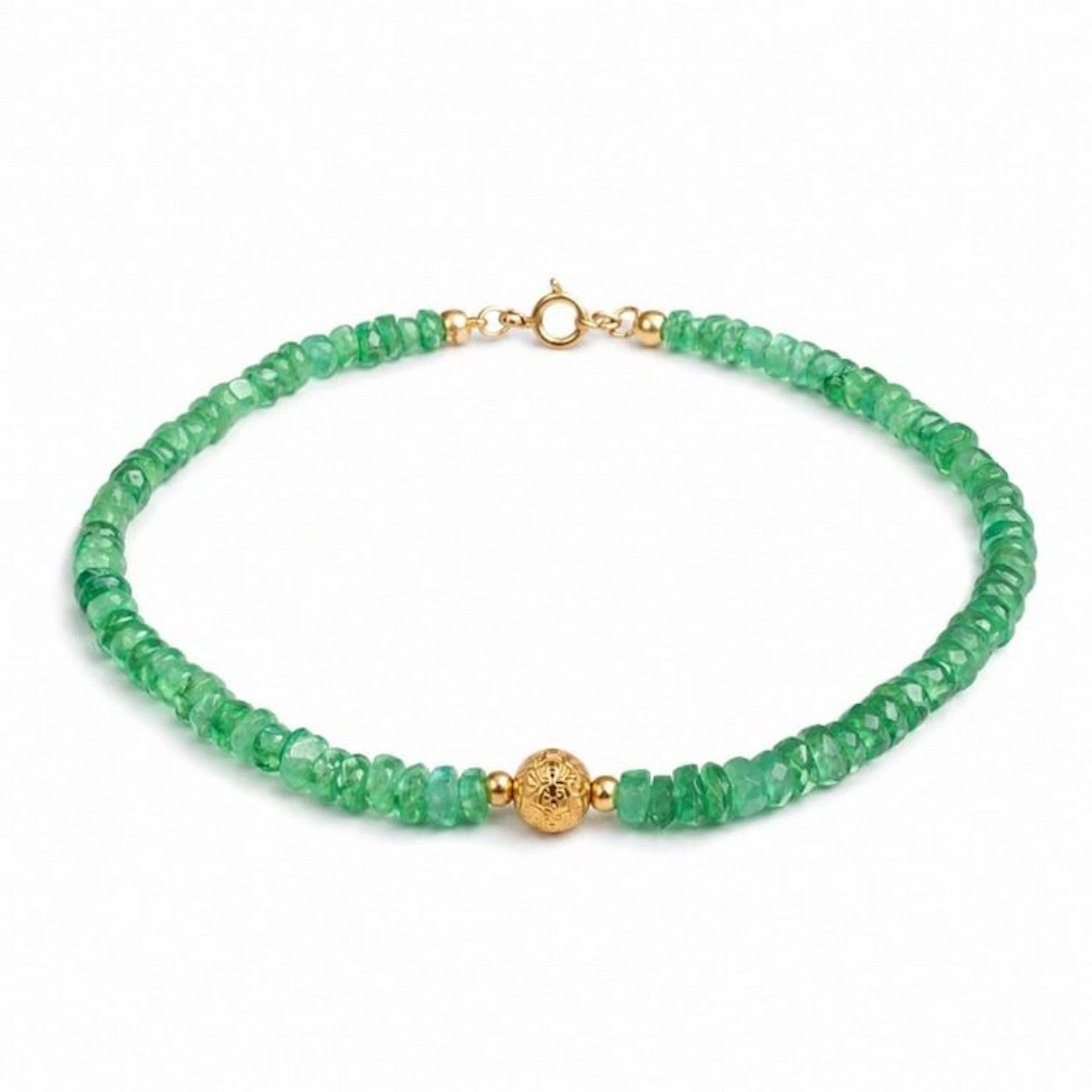 No reserve price - Bracelet - 18 kt. Yellow gold Emerald