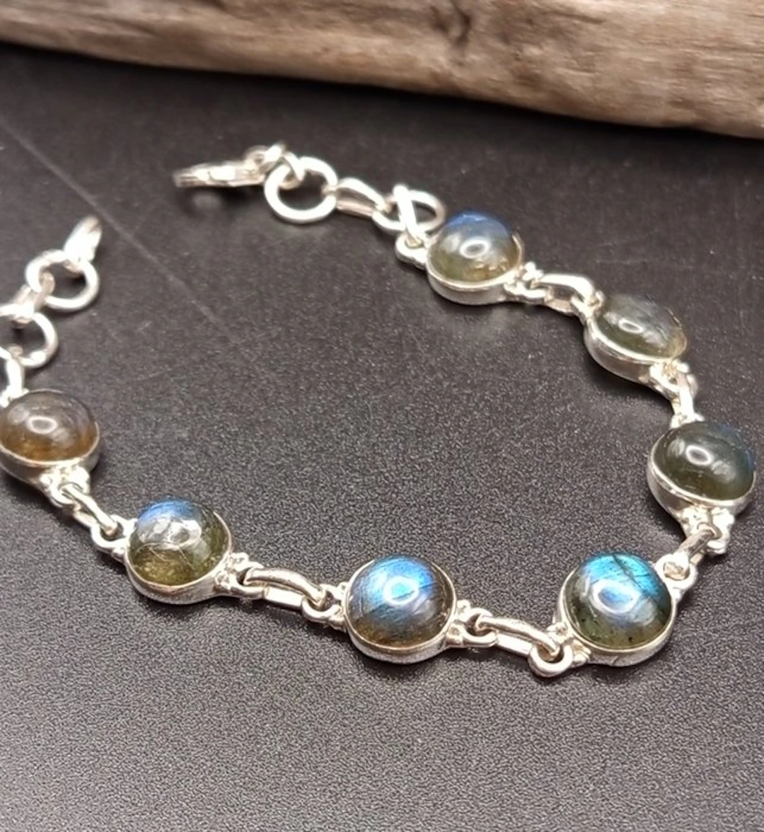 Unique Piece 925 Silver Bracelet with Blue Labradorite...