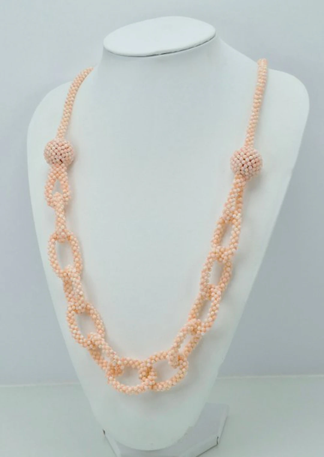 Coral - Pink coral woven fabric - Necklace - Pink coral woven fabric