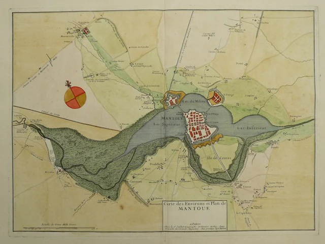 Italy - Mantova; H. Jaillot - Carte des environs et plan de Mantoue - 1681-1700