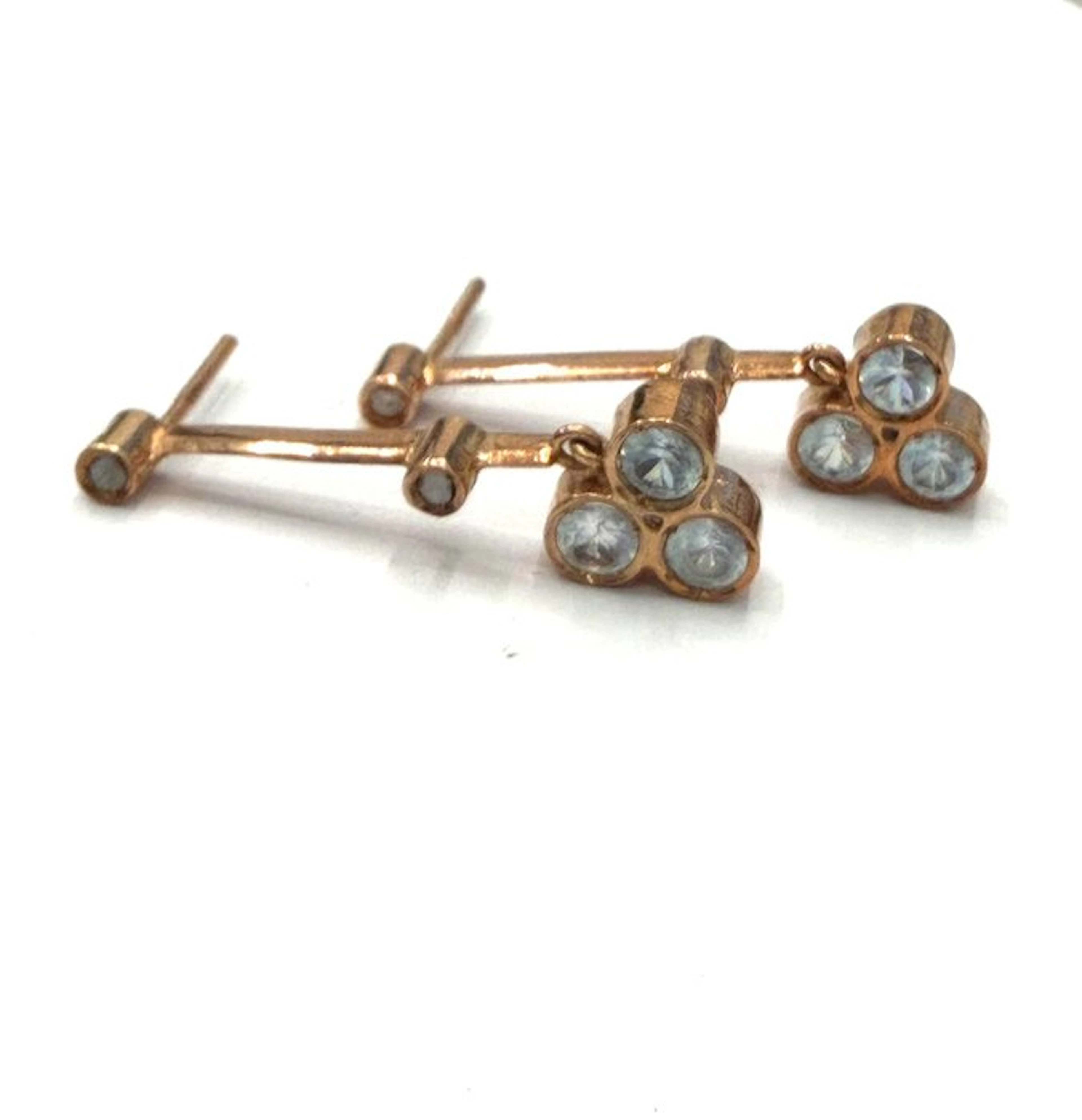 No reserve price - Earrings - 9 kt. Rose gold, Silver Spinel - Diamond