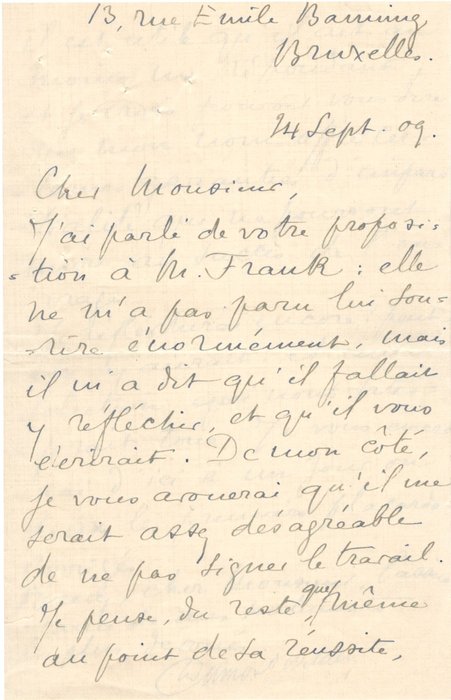 Louis DUMONT-WADEN (1875/1963) Ecrivain Belge - L.A.S en...
