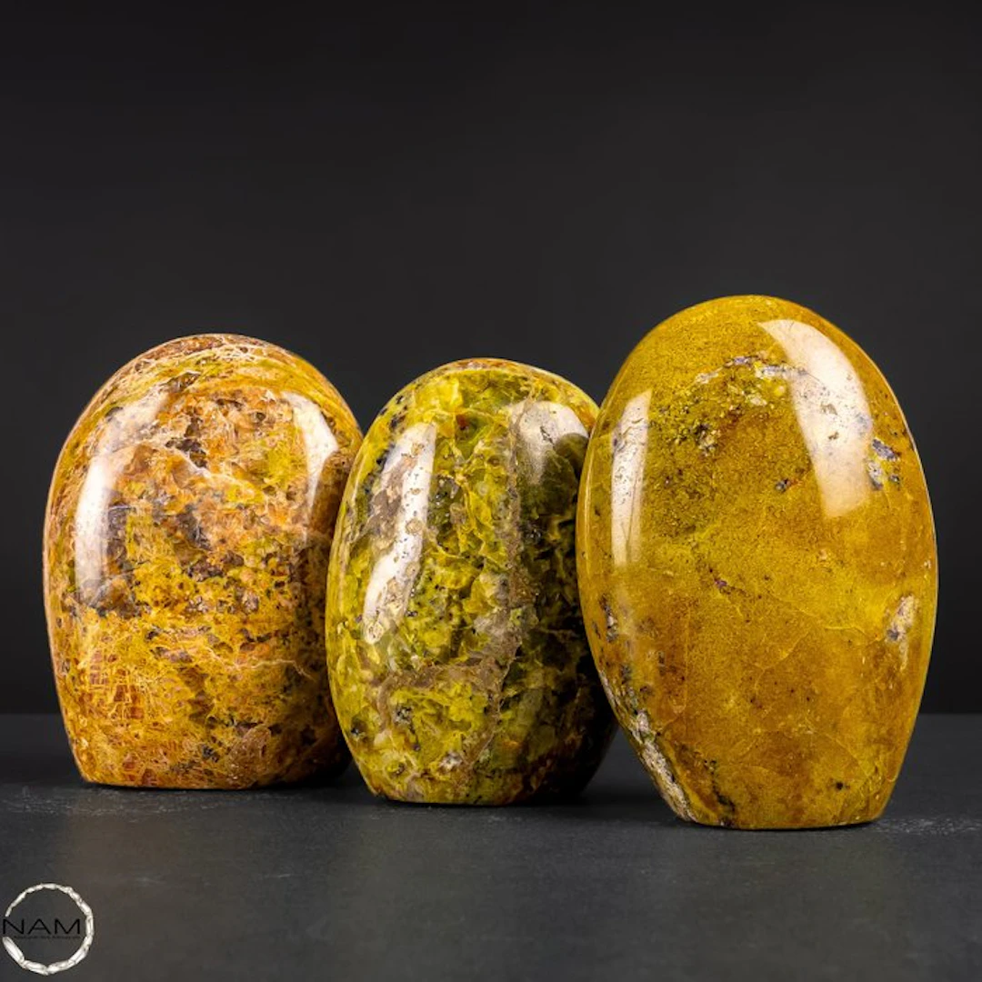 Green Opal – Green opal freeform set – Three unique...