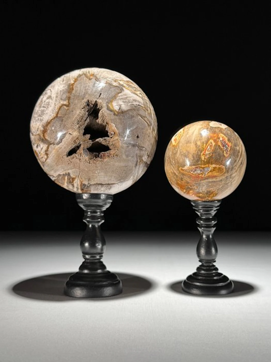 Fossilised wood - Wonderful Set of Petrified Wood Spheres...