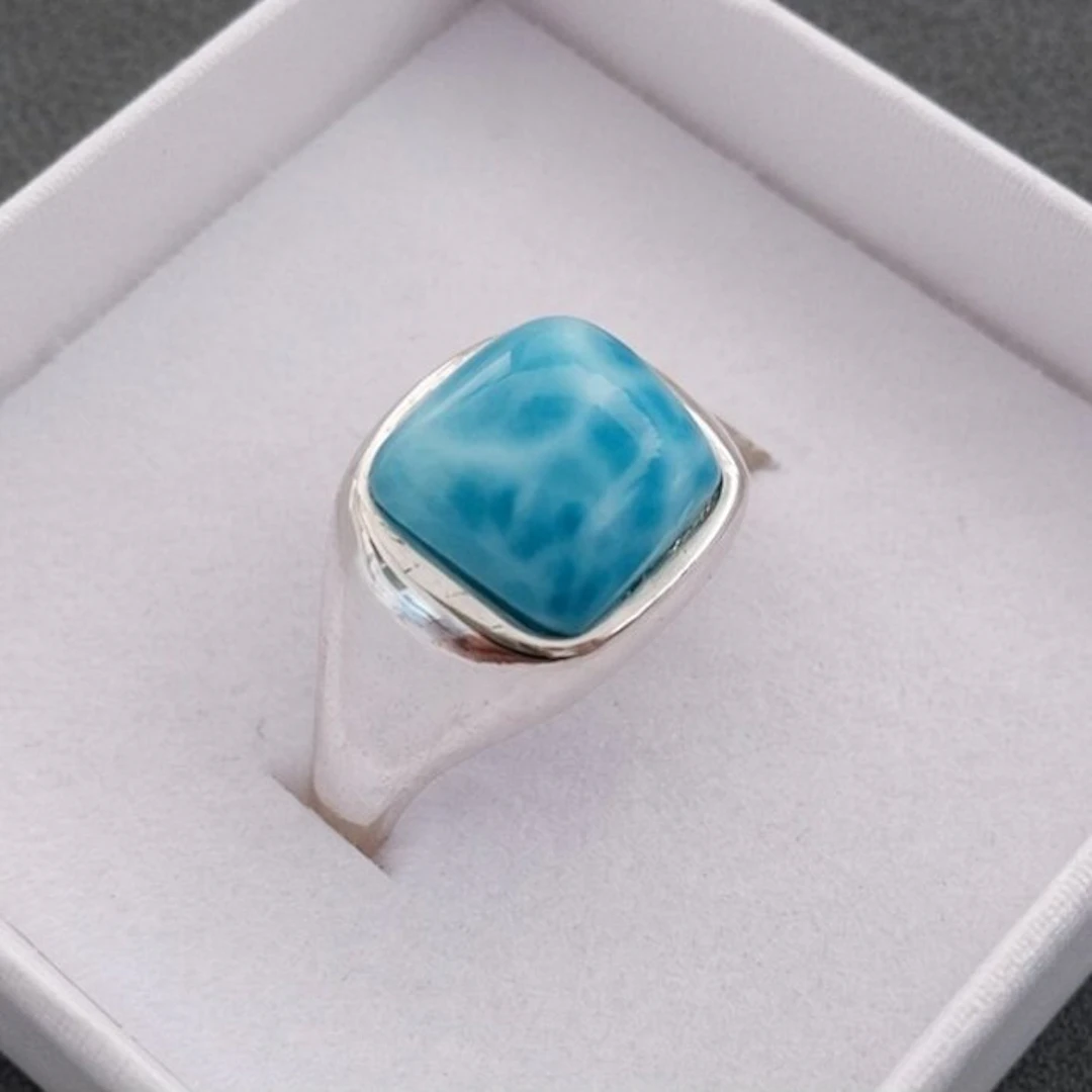 High-quality Larimar on solid 925 sterling silver
