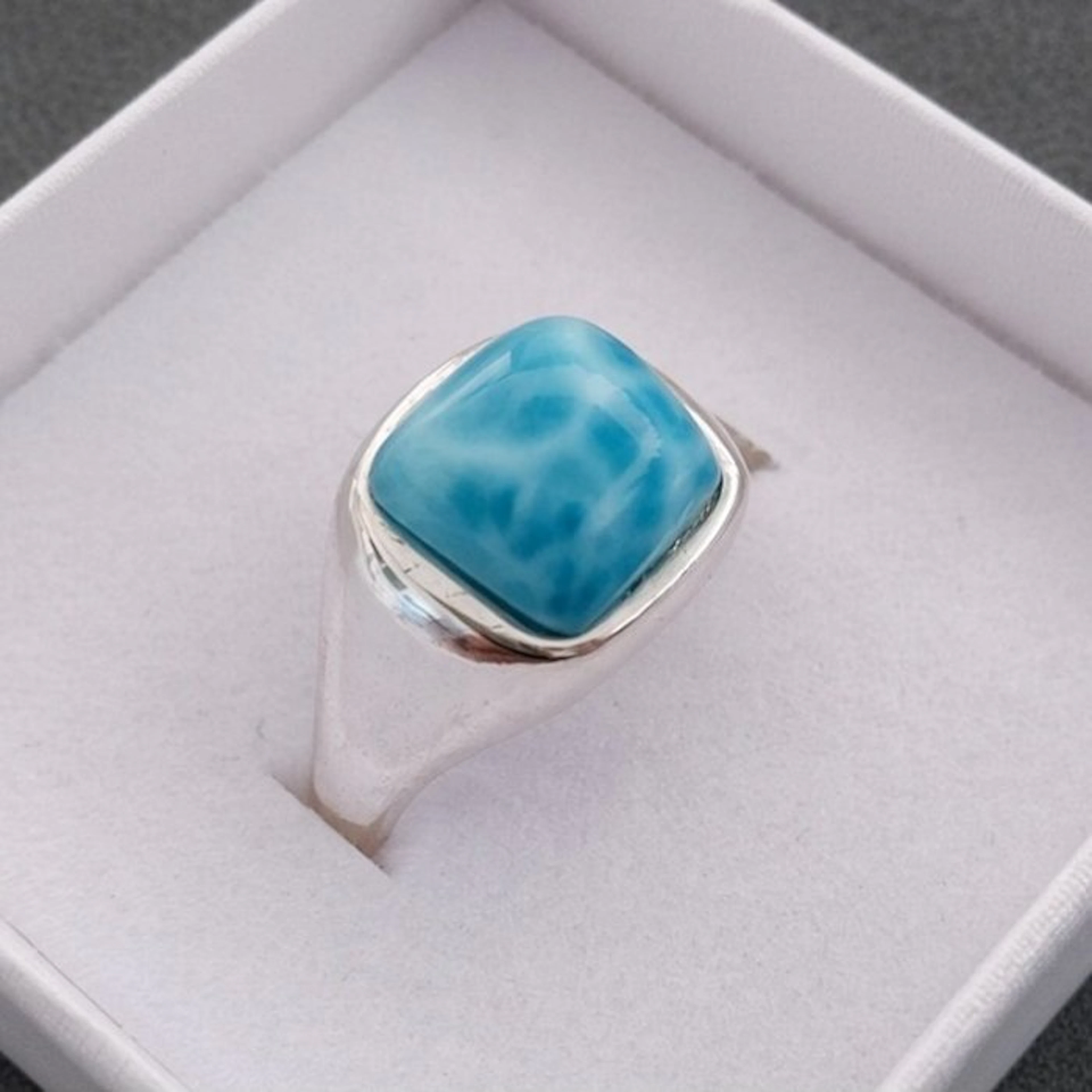 High-quality Larimar on solid 925 sterling silver