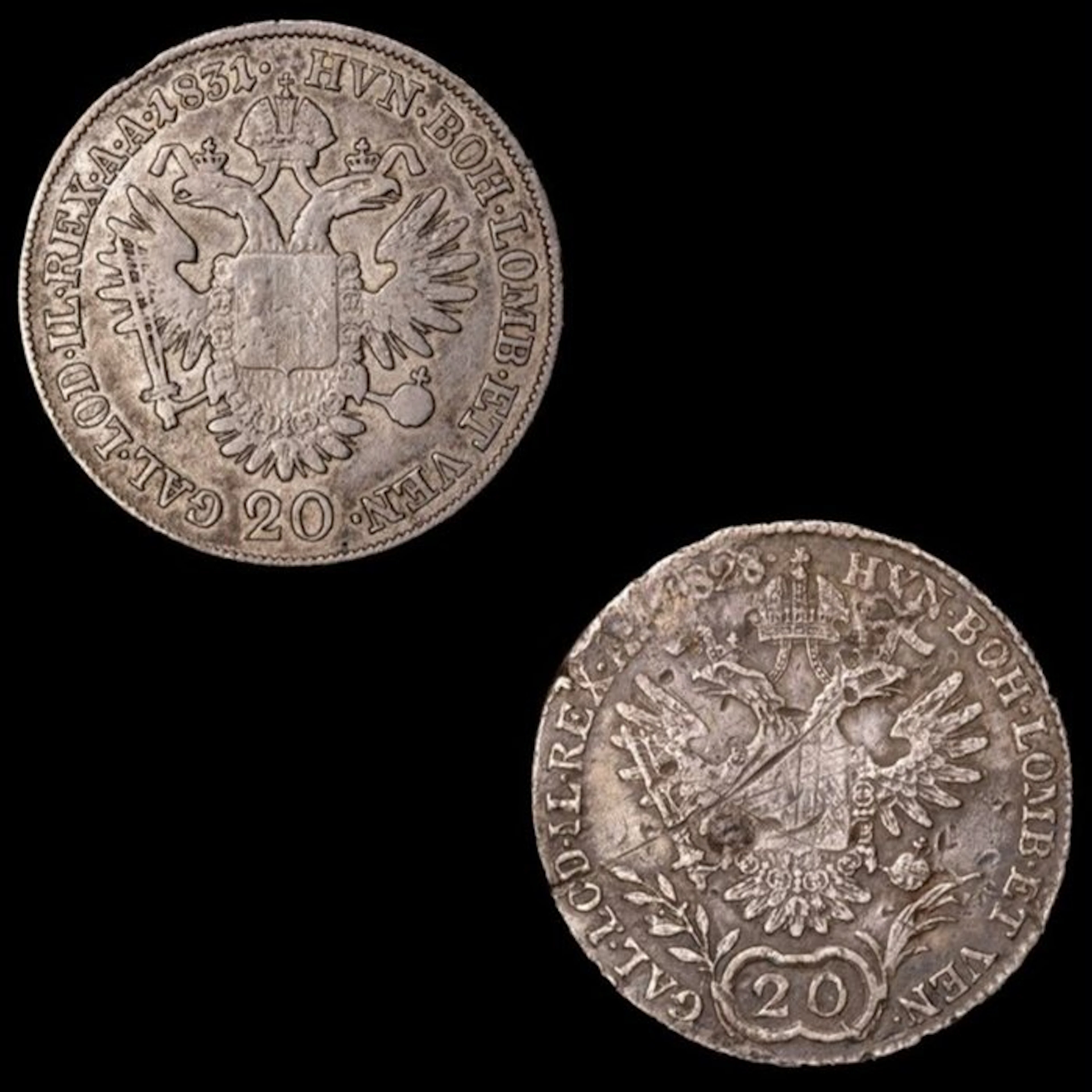 Austria. 20 Kreuzer 2x 1828/1831 (No reserve price)