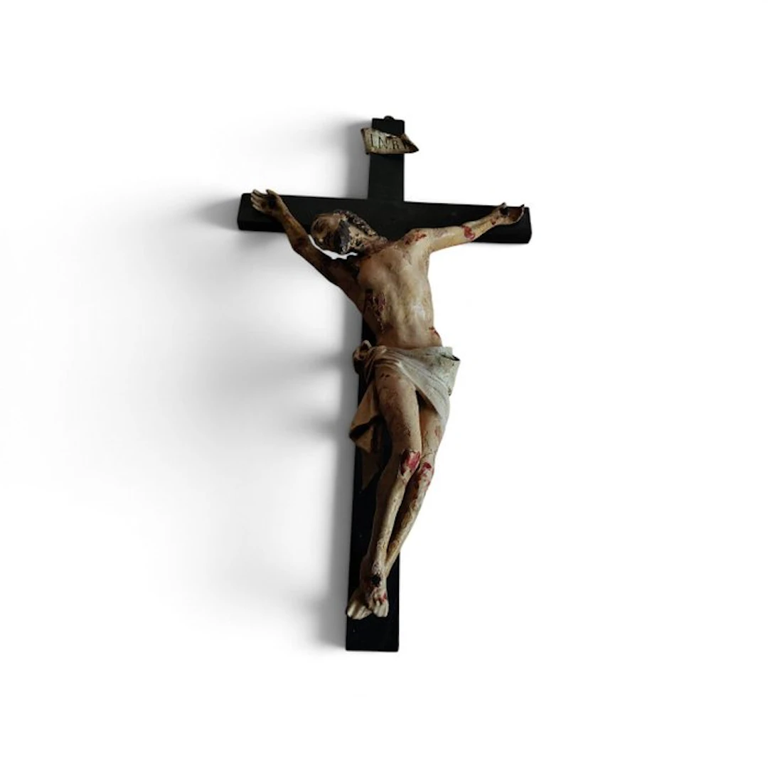 Crucifix - Papier-mache - 1750-1800 - Christ in papier-mâché