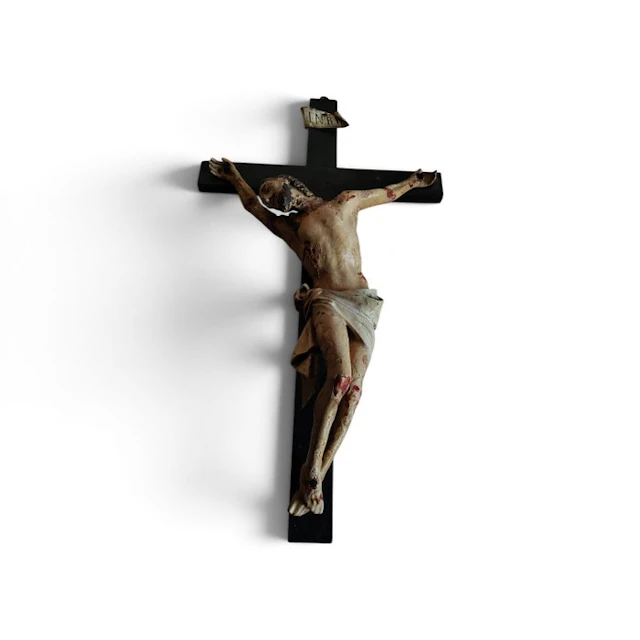 Crucifix - Papier-mache - 1750-1800 - Christ in papier-mâché