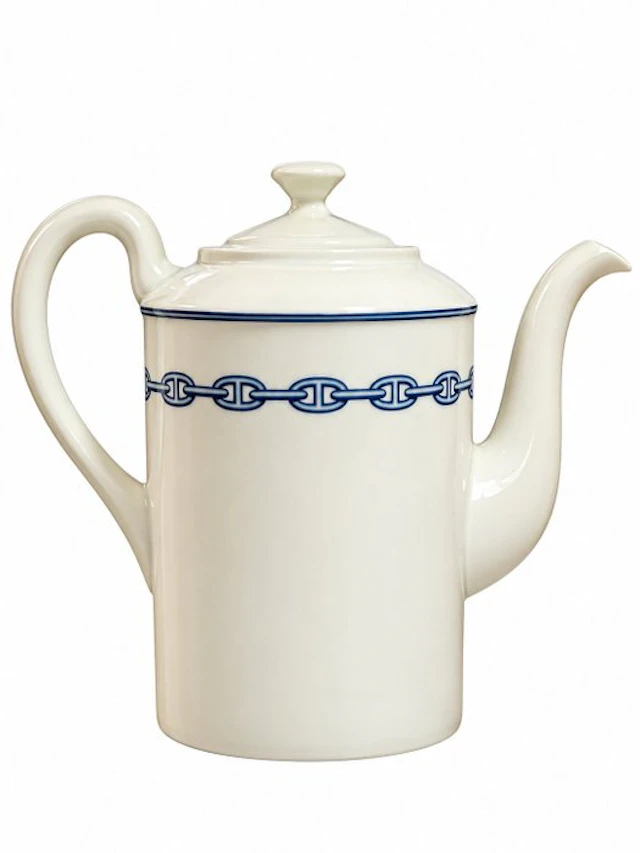 Teapot - Hermès "Anchor Chain" blue - Porcelain - Hermes teapot