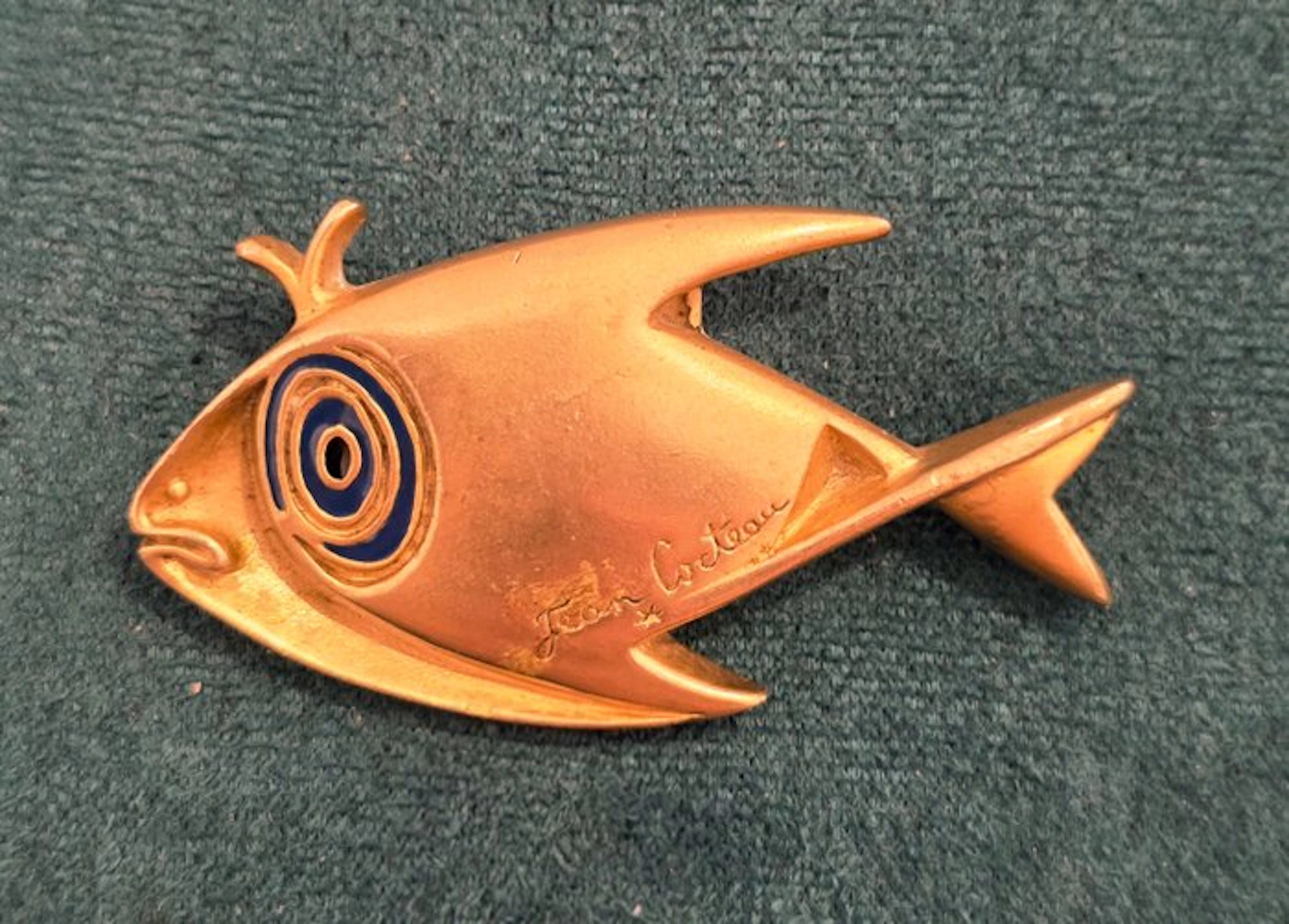 Gold-plated - Brooch - Jean Cocteau 1997 Rare