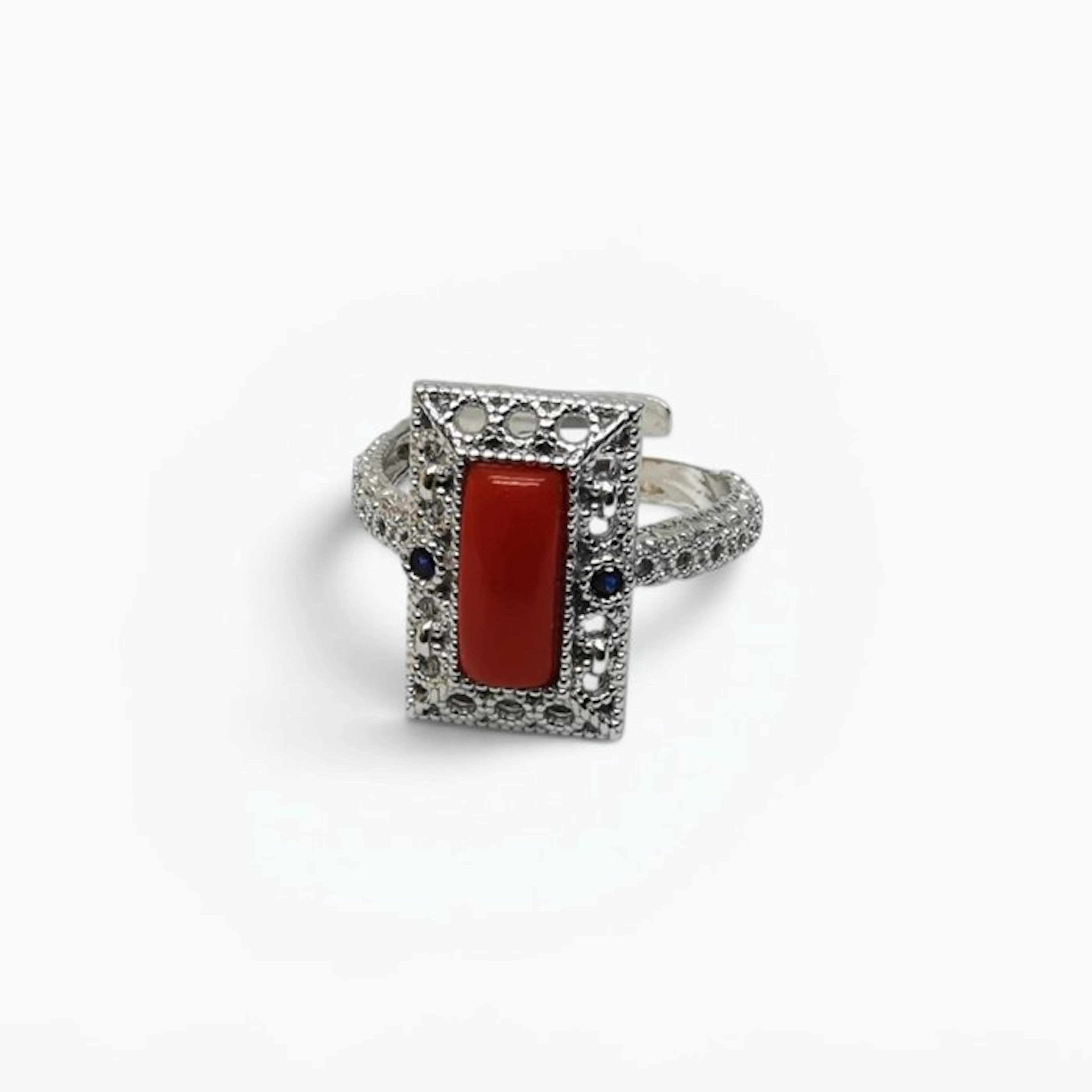 Coral - Sterling Silver 925 - Ring - Italian Craftsmanship
