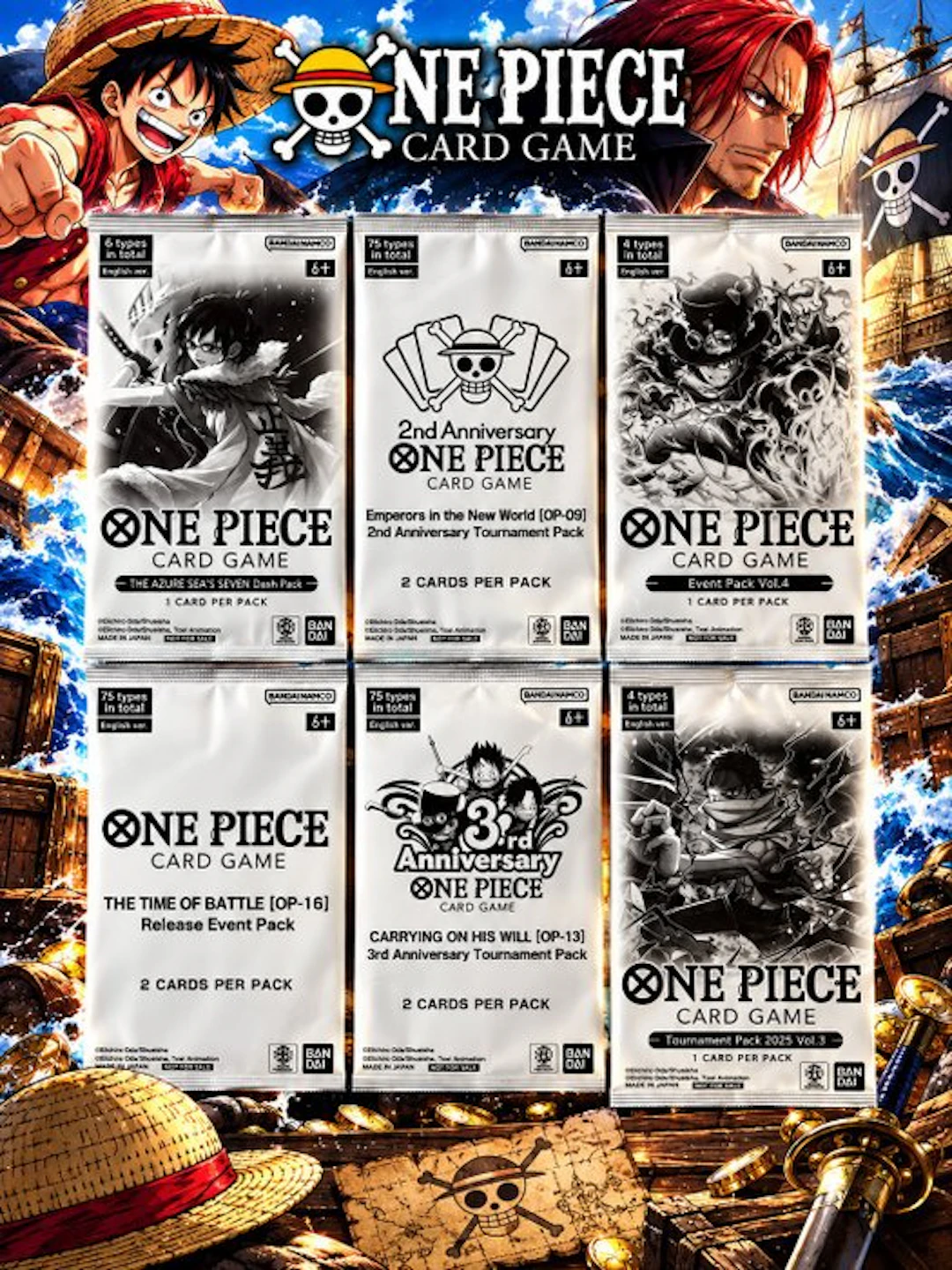 Bandai - 6 Booster pack - One Piece - One Piece Card Game...
