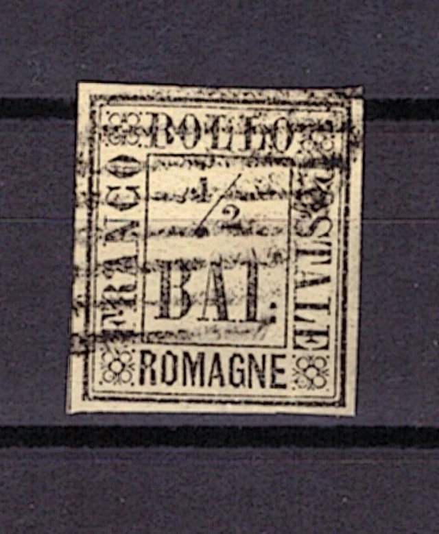 Italian Ancient States - Romagne 1859 - 1/2 baj straw yellow - Sassone 1