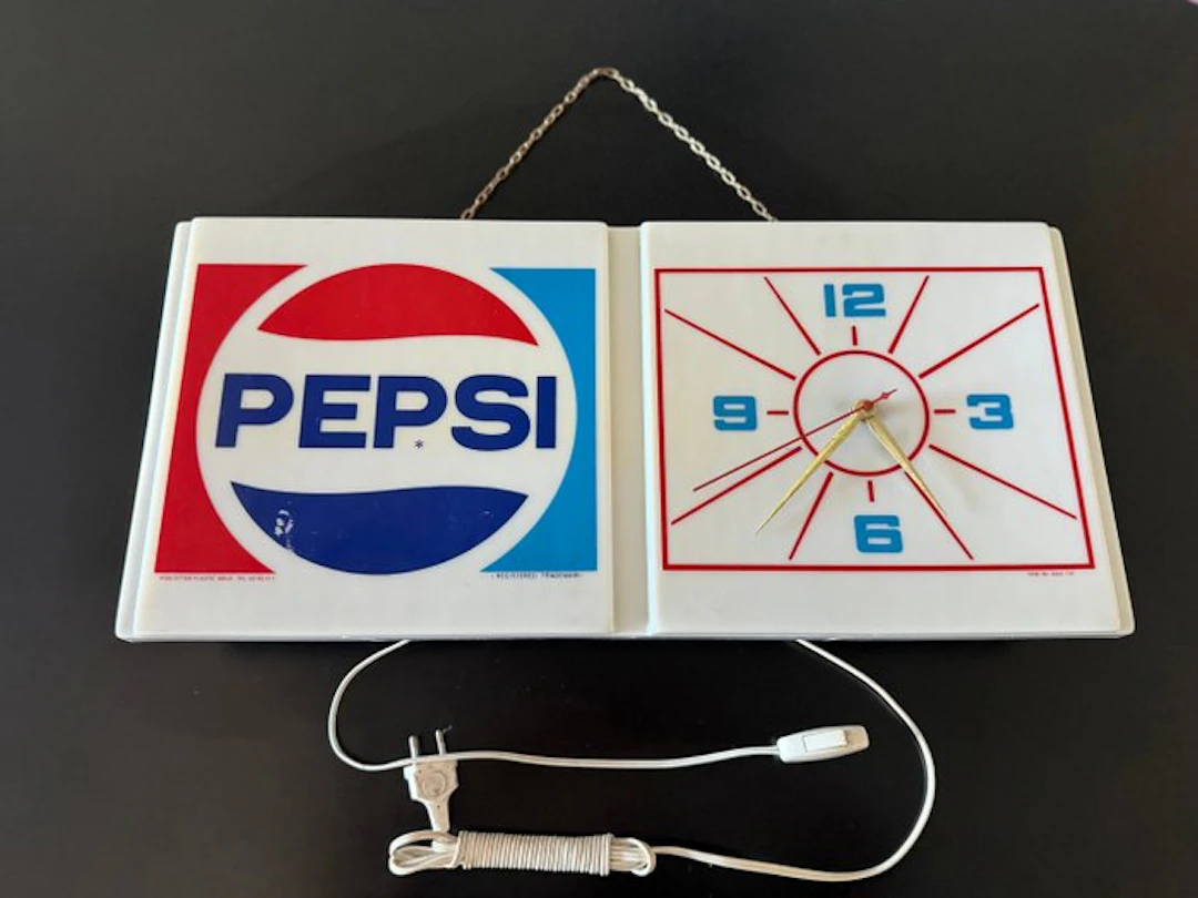 Rare Vintage Pepsi-Cola Illuminated Advertising Clock –...