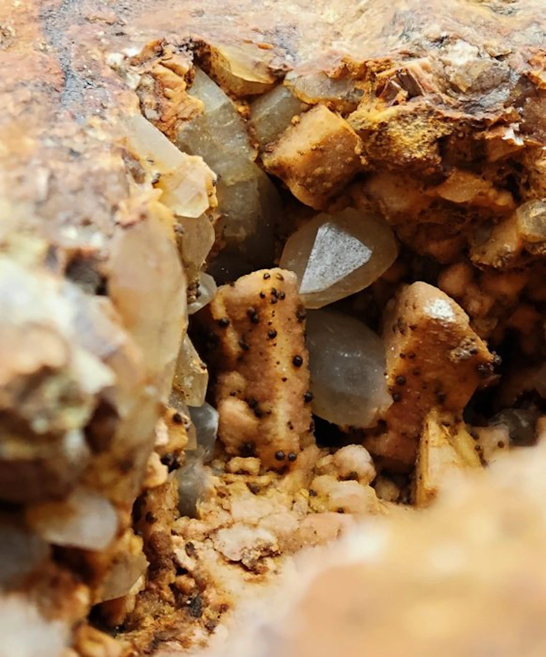 Large quartz and orthoclase geode Crystals on matrix...