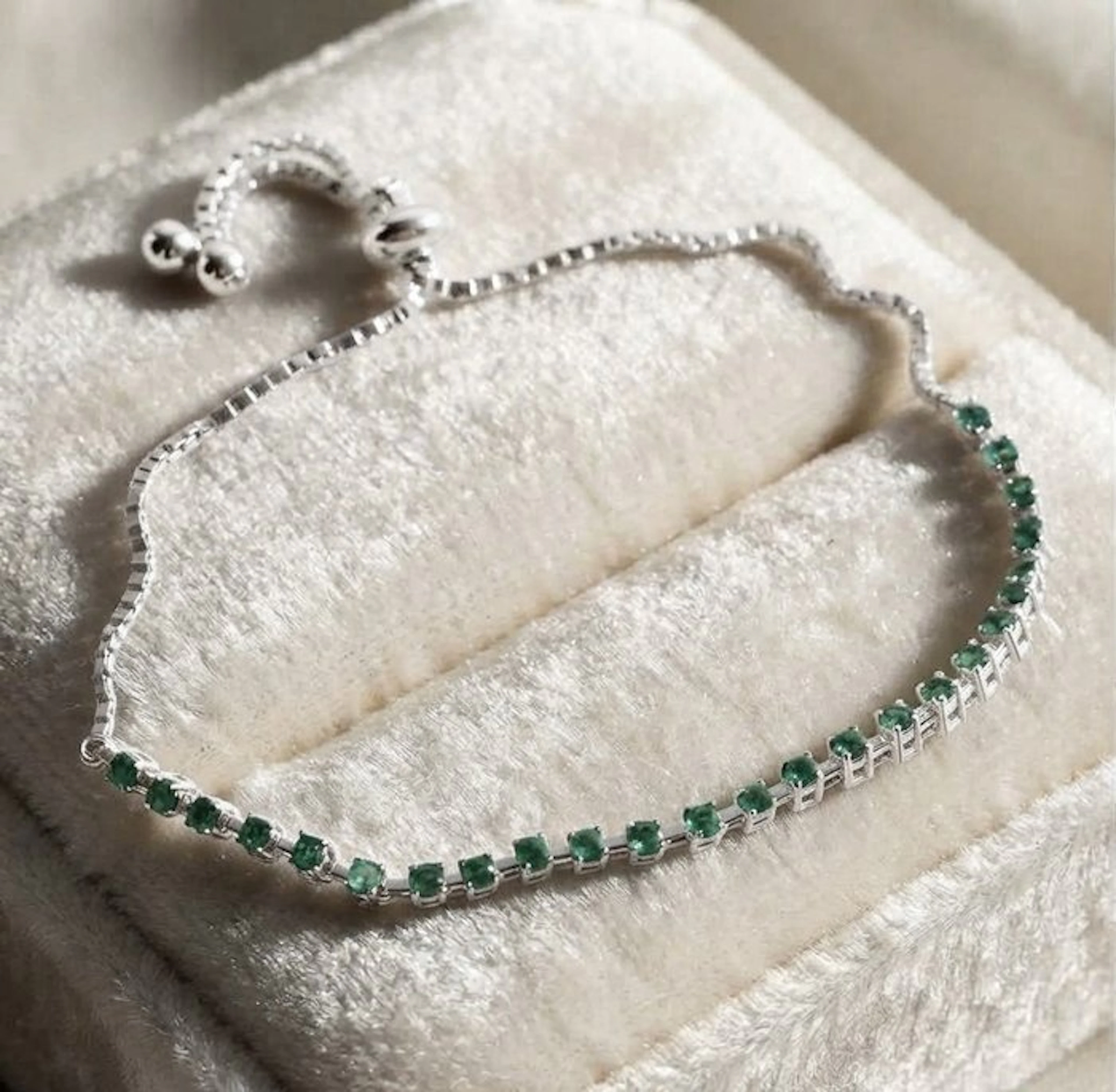 No reserve price - Bracelet Silver - 0.71ct. tw. Emerald