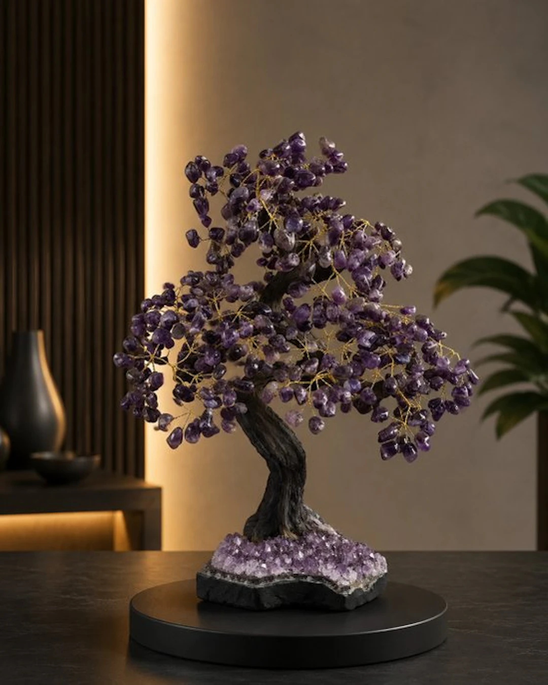 Amethyst bonsai - Height: 57 cm - Width: 46 cm- 10 kg