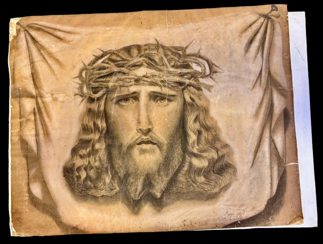 German school (XIX) - El Velo de la Verónica / Santa Faz de Cristo - 60 x 47 cm