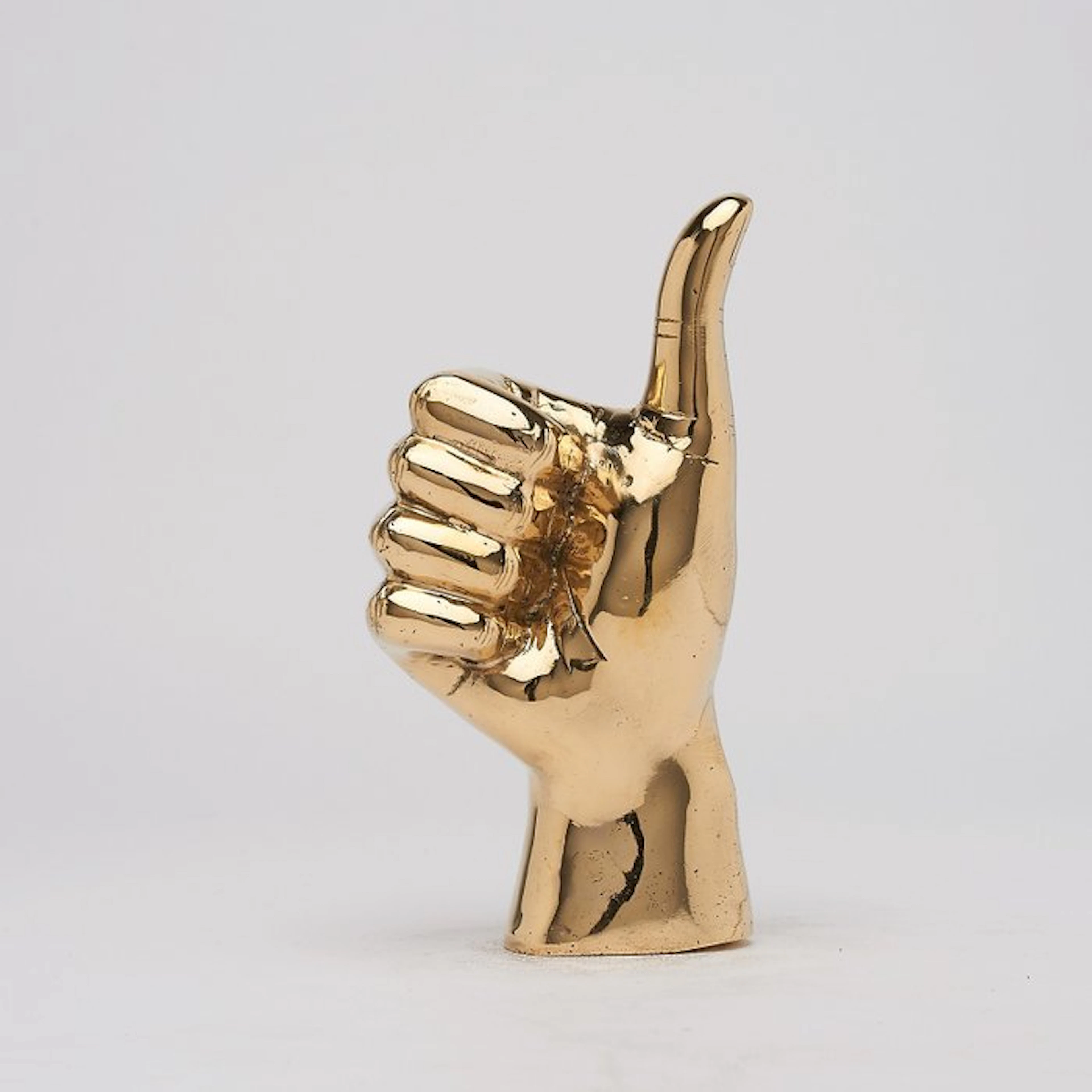 Sculpture, THUMBS UP Hand Signal Sculpture in polished Brass - 21 cm - Brass