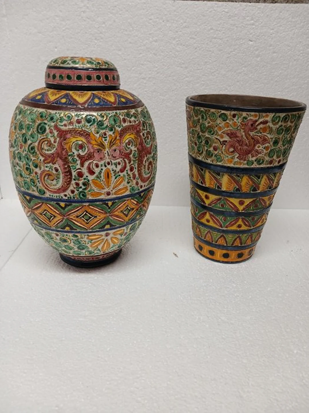 MASSÉ FRERES - Vase (2) - Earthenware - Massé Frères – Desvres –