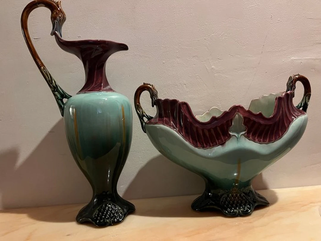 Dressler - Julius Dressler - Vase (2) - Majolica - Art Nouveau
