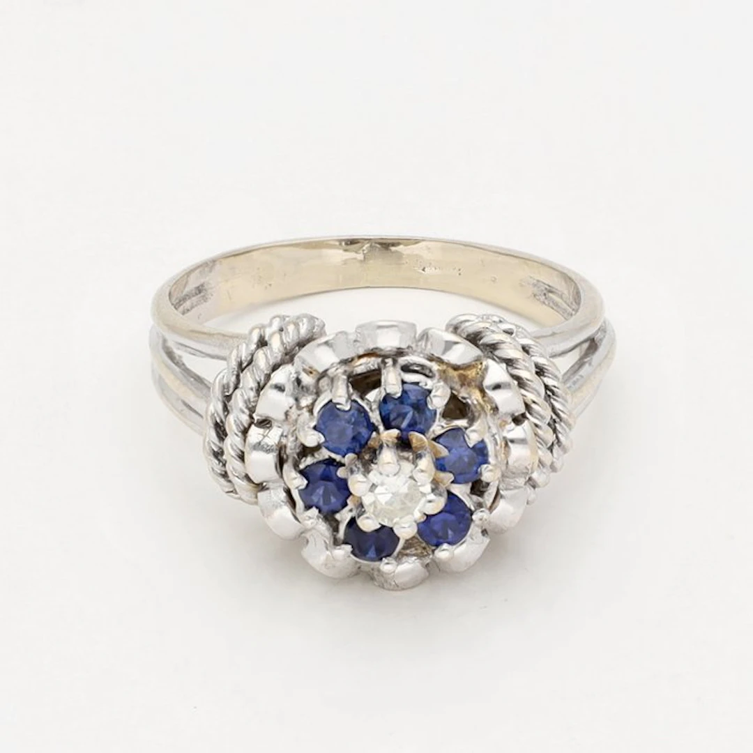 Ring - 18 kt. White gold - Diamond - single-cut diamond